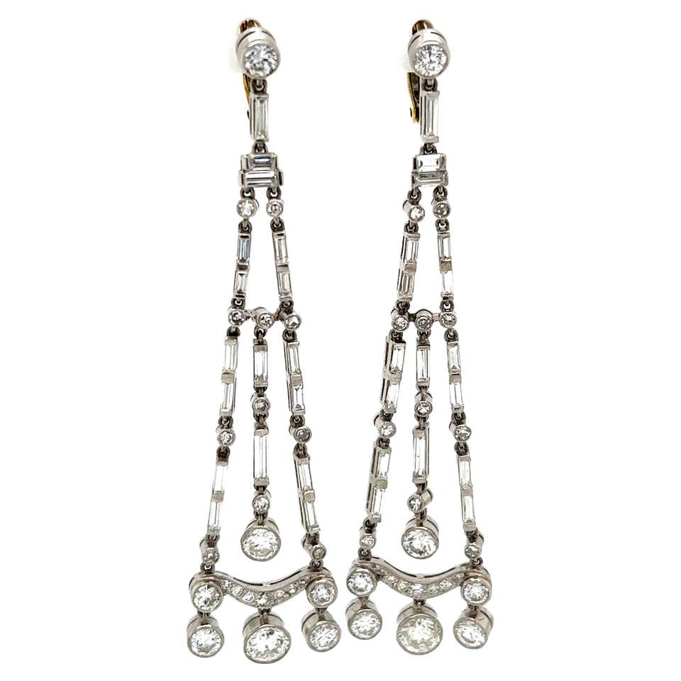 Art Deco Chandelier Diamond Earrings at 1stDibs