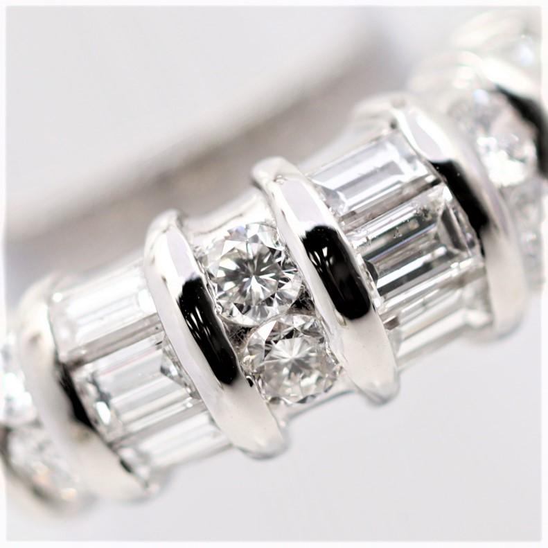 Taglio misto Anello con fascia di diamanti in platino