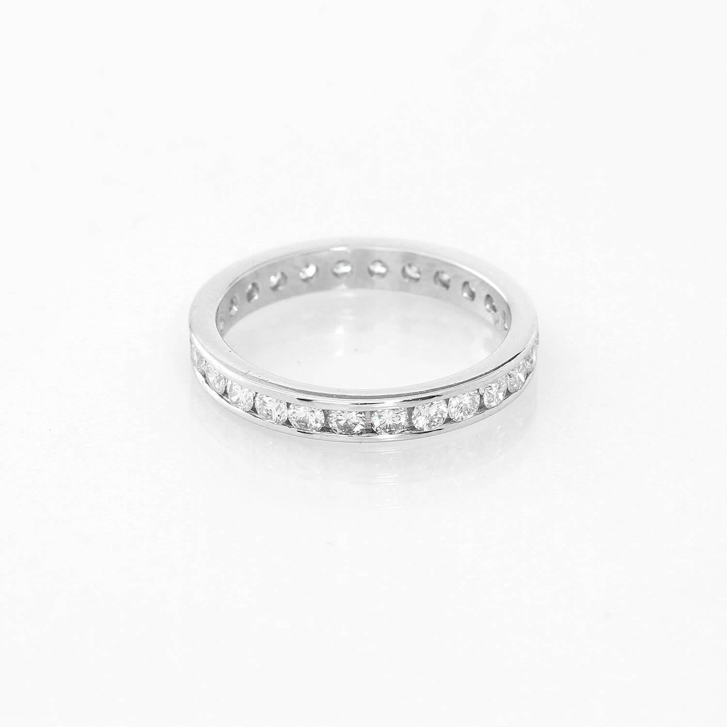 Diamond Platinum Band Size 6 1/4 - . Round Brilliant Cut  diamond band set in Platinum approx. .78 cts. -  F-G Color. VS clarity. Total weight 3.3 grams.