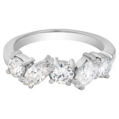 Diamond Platinum Band with over 1 Carat in Round and Marquise G-H Color