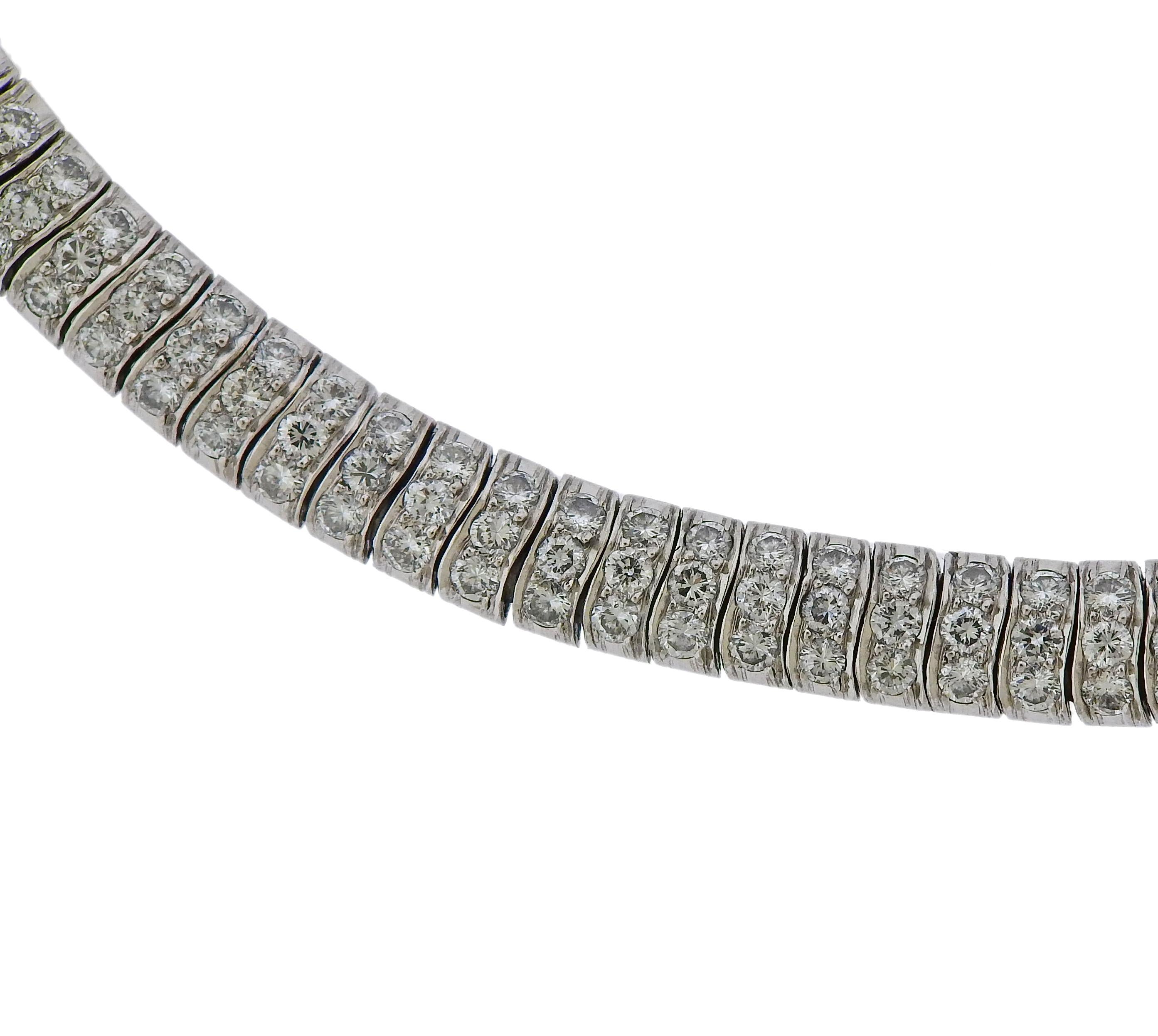 Platinum two bracelets or a necklace suite. All set with approx. 5.75ctw in diamonds. Necklace measures 15 7/8