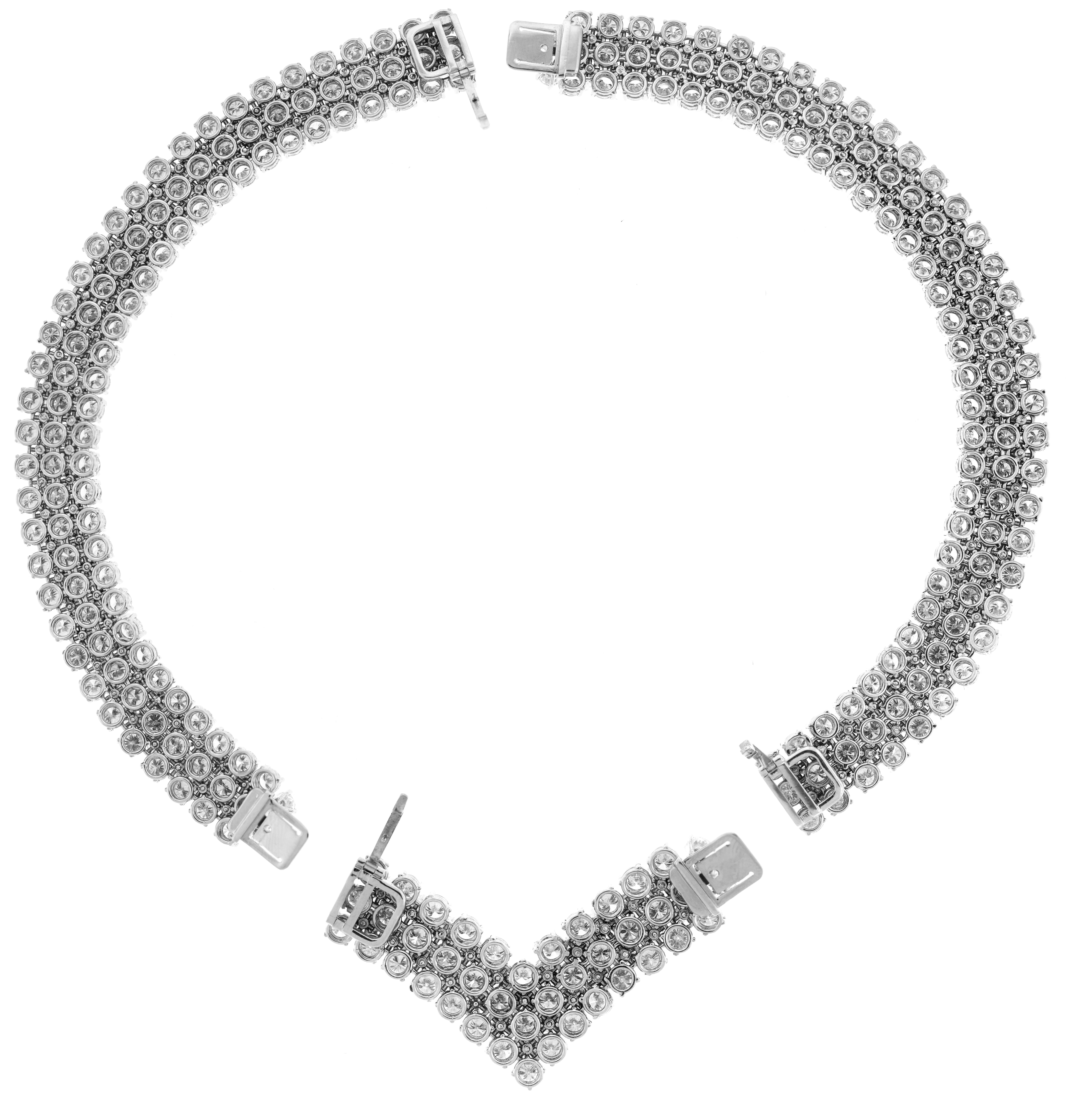 85 Carat Diamond Platinum Choker Necklace Transferrable Bracelets In Excellent Condition In Boca Raton, FL