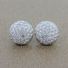 Diamond Platinum Cluster Button Earrings