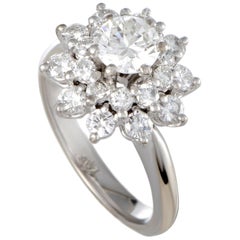 Diamond Platinum Cluster Flower Ring