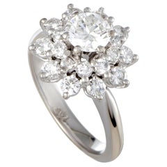 Diamond Platinum Cluster Flower Ring