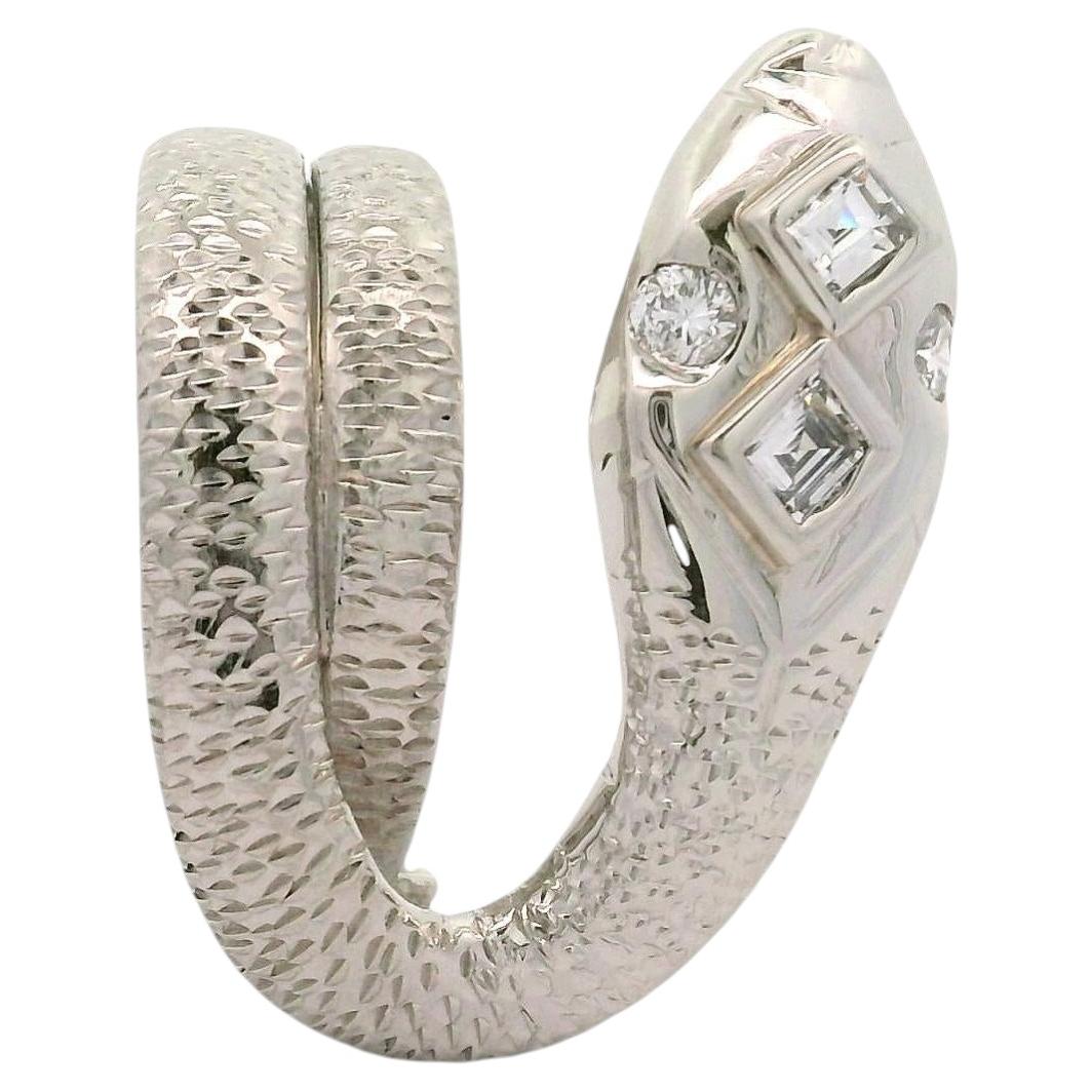 Diamond Platinum Coiled Snake Ring