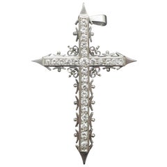 Vintage Diamond Platinum Cross Pendant