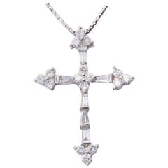 Diamond Platinum Cross Pendant Necklace