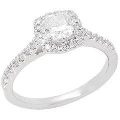Diamond Platinum Cushion Cut Diamond Halo Cluster Ring