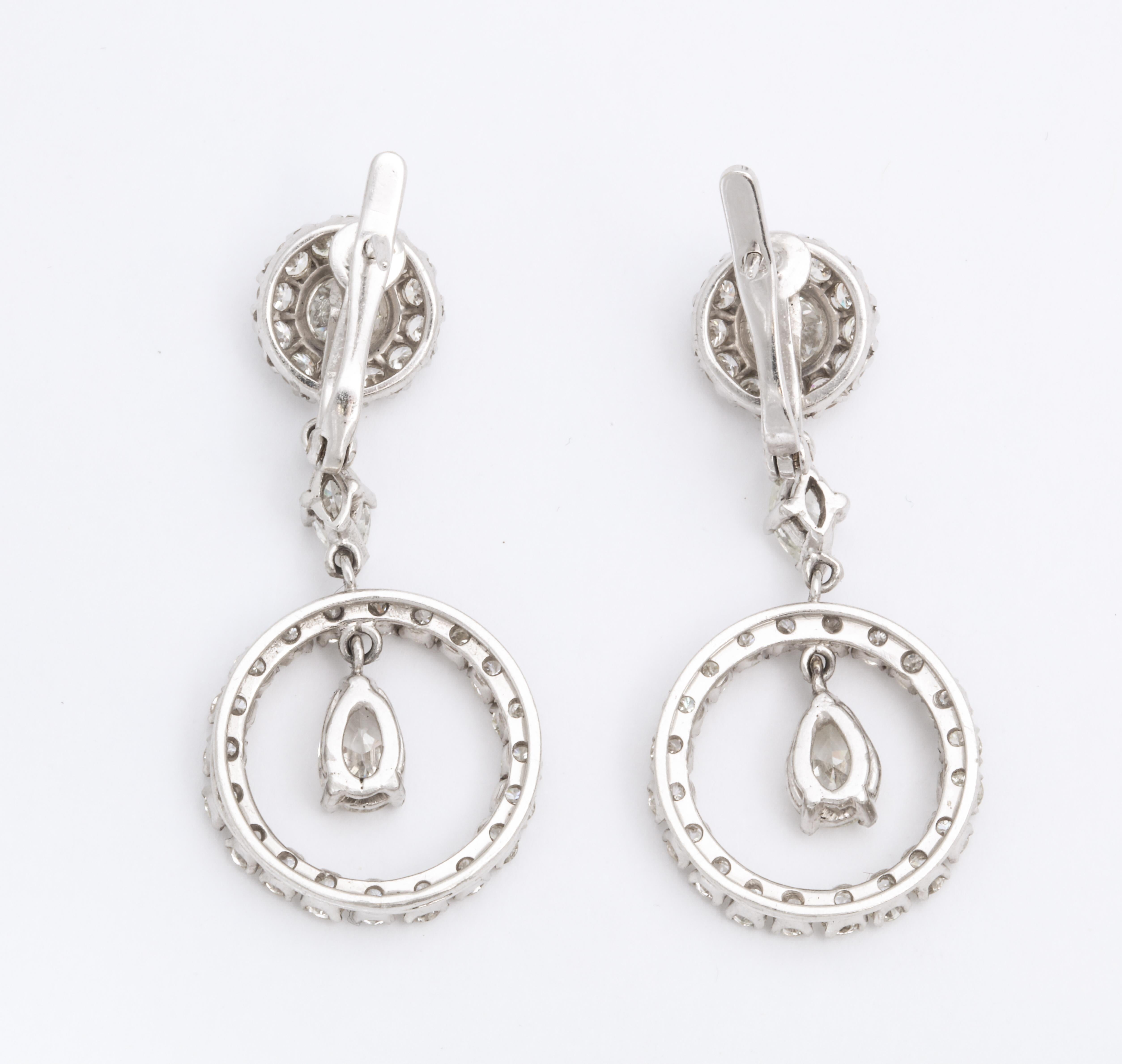 Women's Diamond Platinum Art Deco Style Dangle Earrings