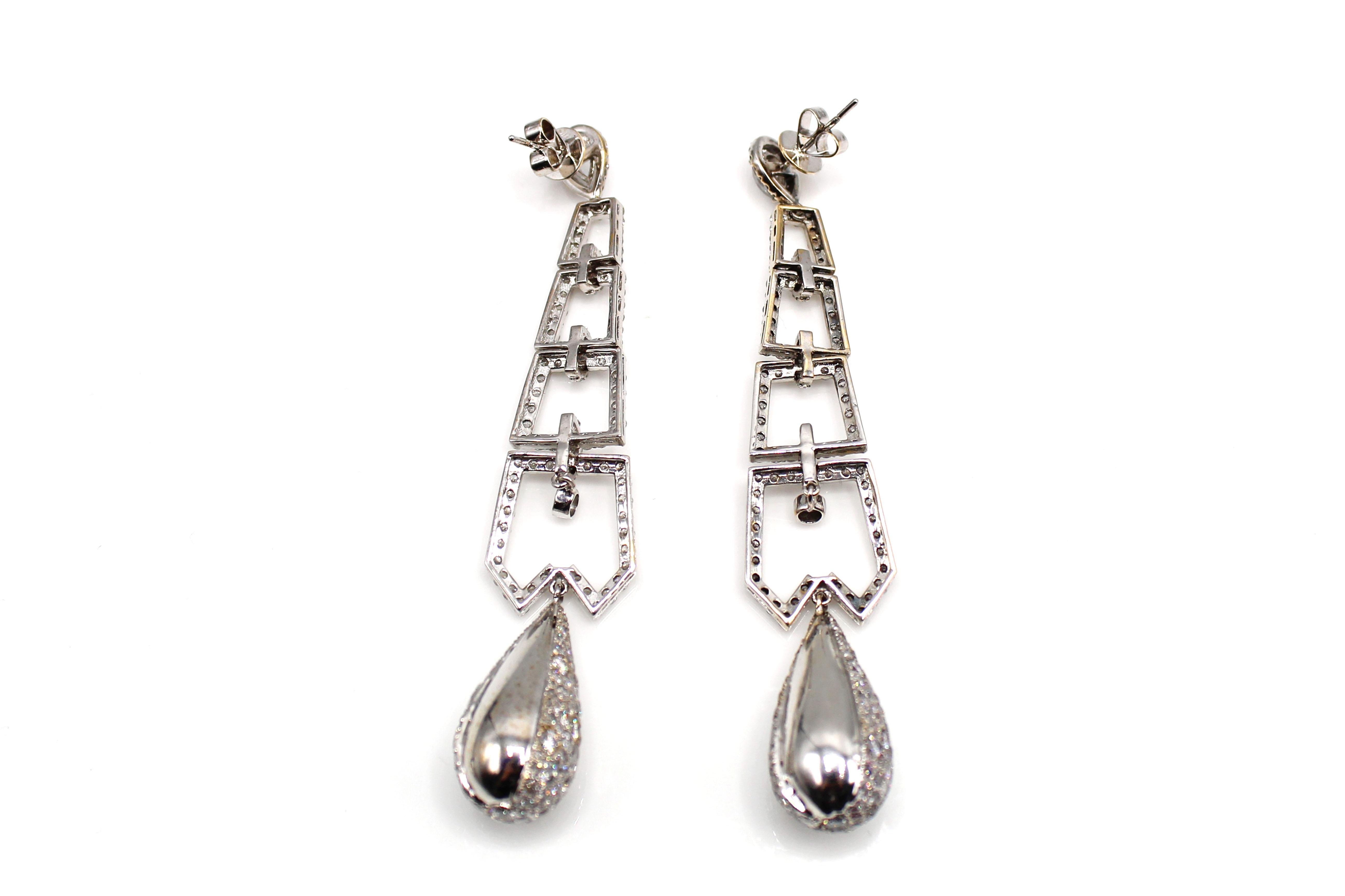 platinum dangling diamond stud