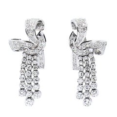Diamond Platinum Drop Clip-On Earrings, circa 1950s