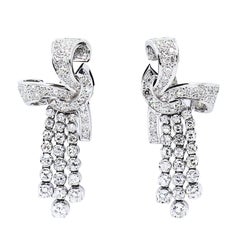 Diamond Platinum Drop Clip-On Earrings, circa 1950s