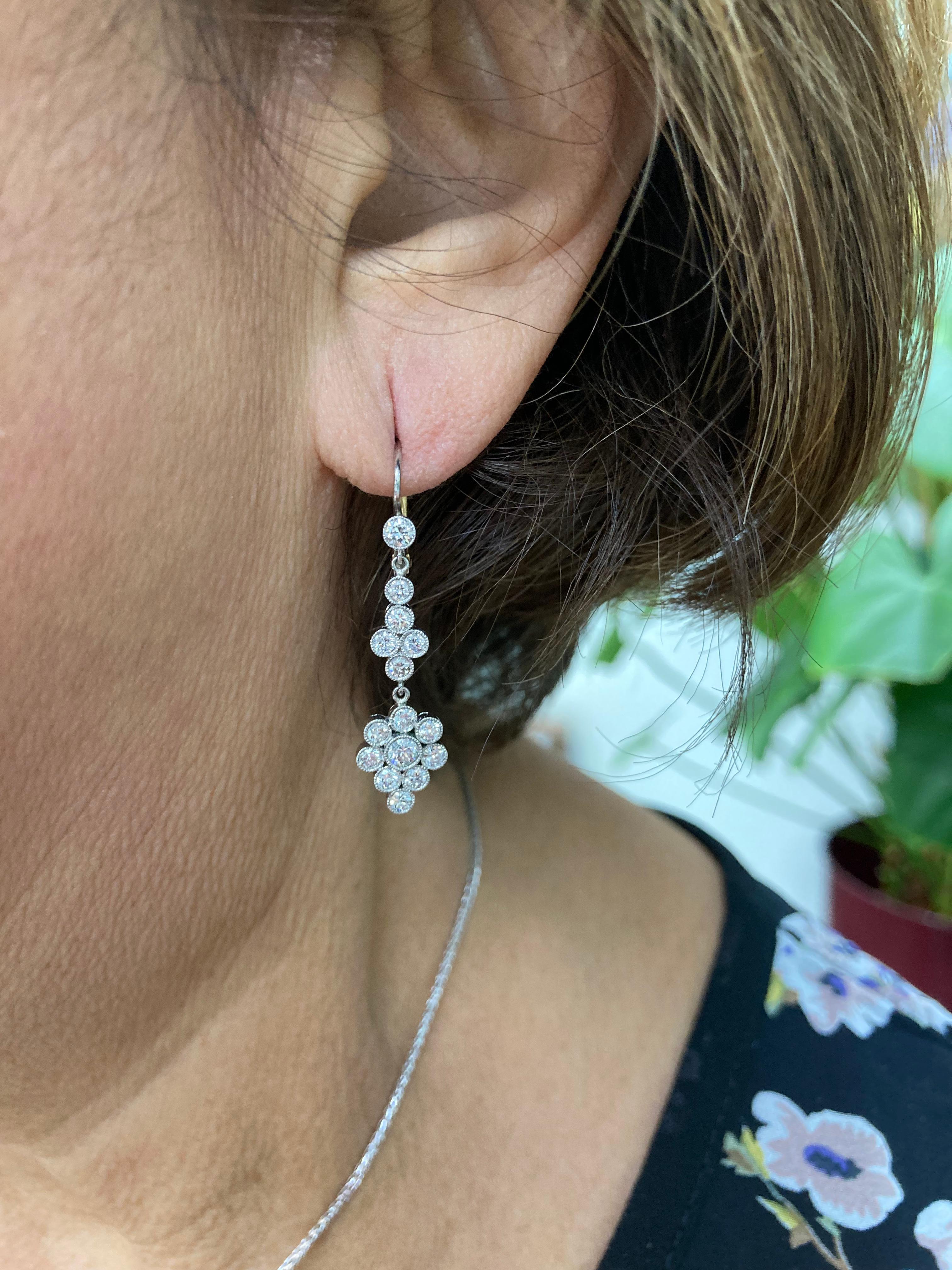 Women's Diamond Platinum Drop Earrings