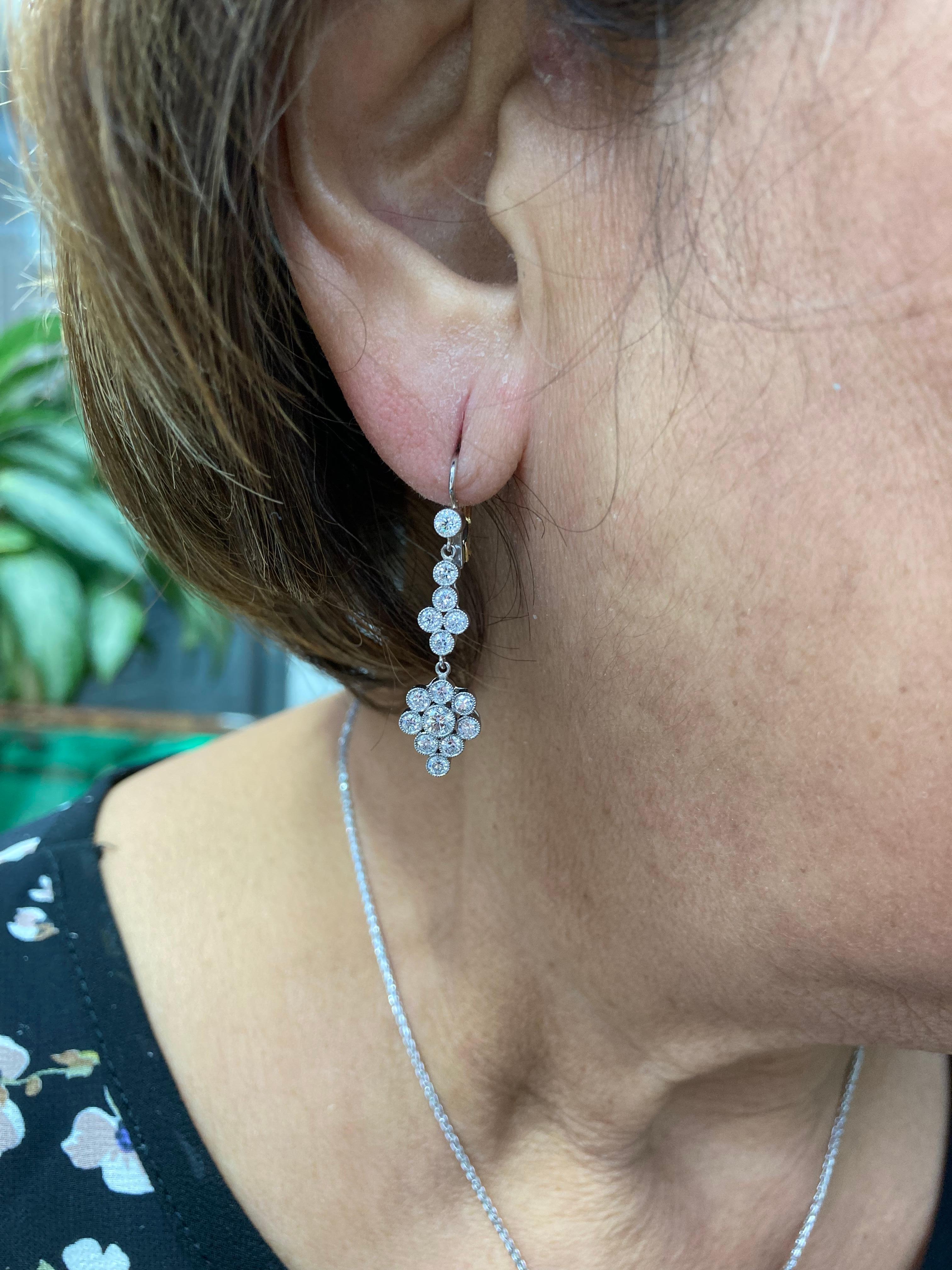 Diamond Platinum Drop Earrings 1