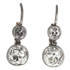 Diamond Platinum Drop Earrings