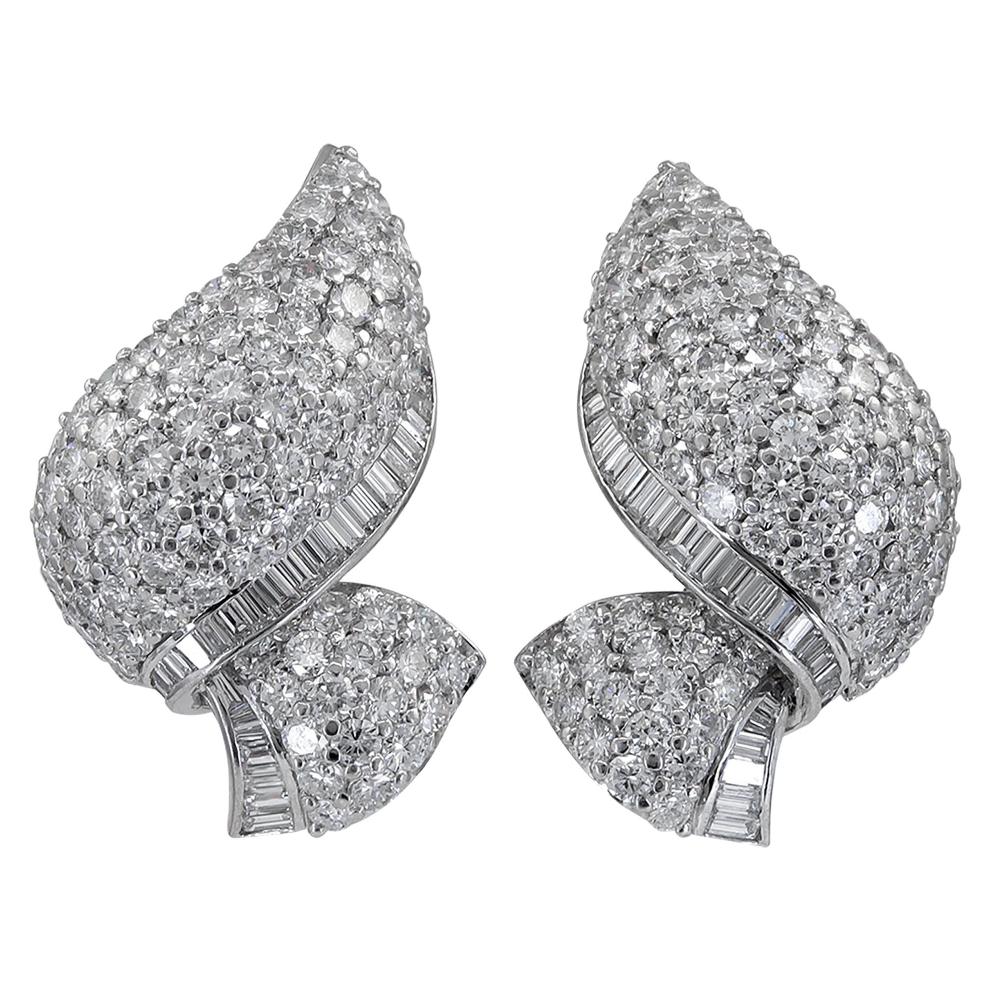 Spectra Fine Jewelry Diamond Platinum Ear Clips For Sale