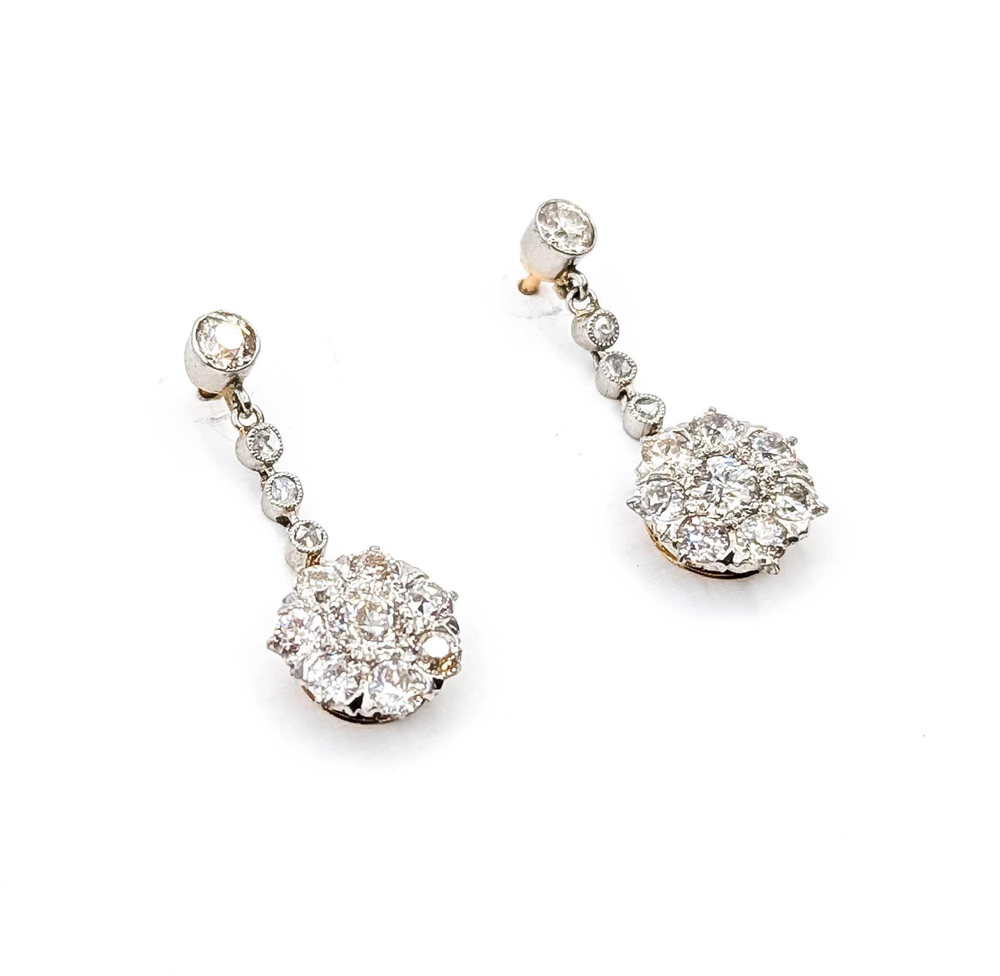 Pendientes de platino y diamantes en venta 1