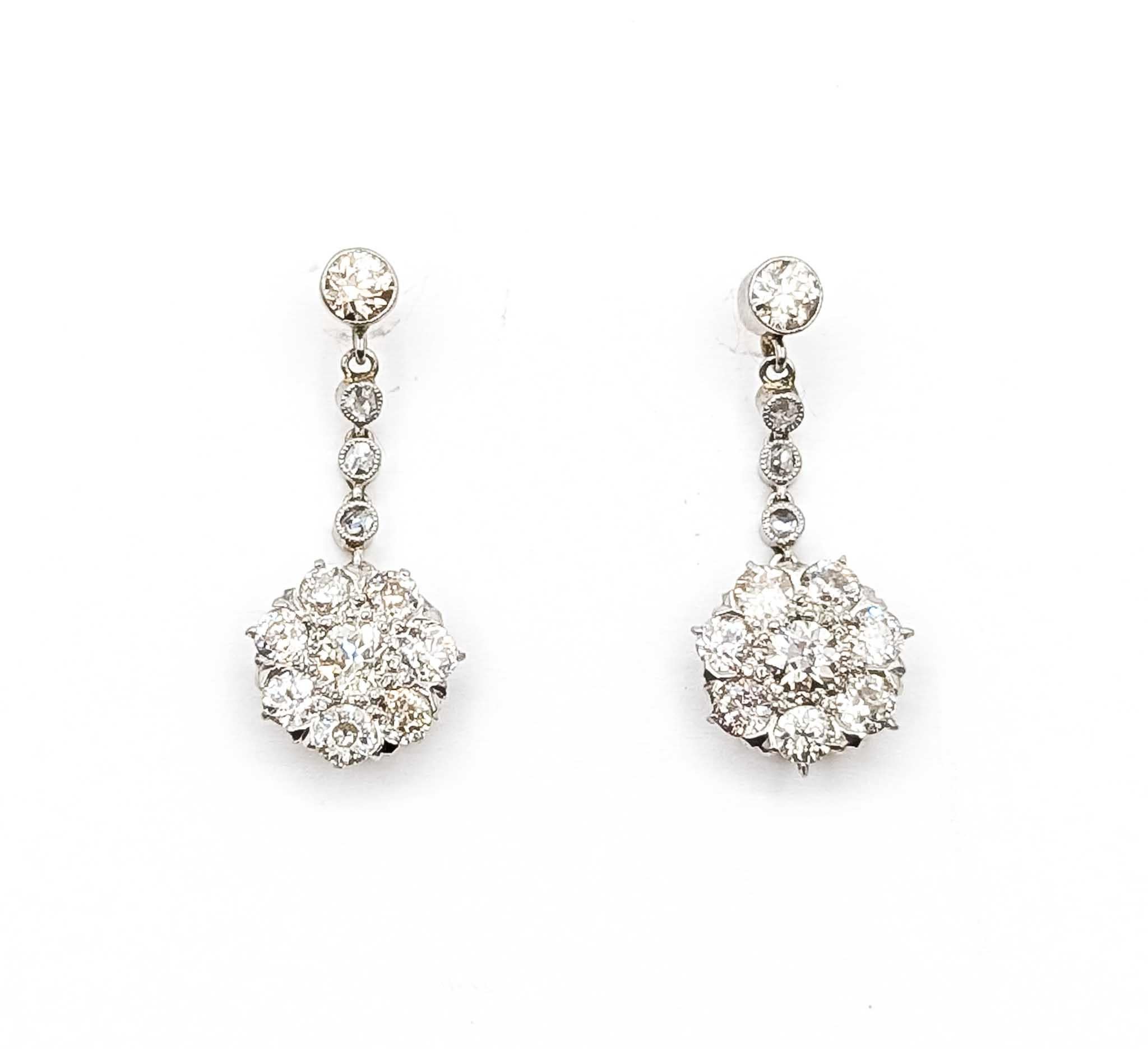 Pendientes de platino y diamantes en venta 2