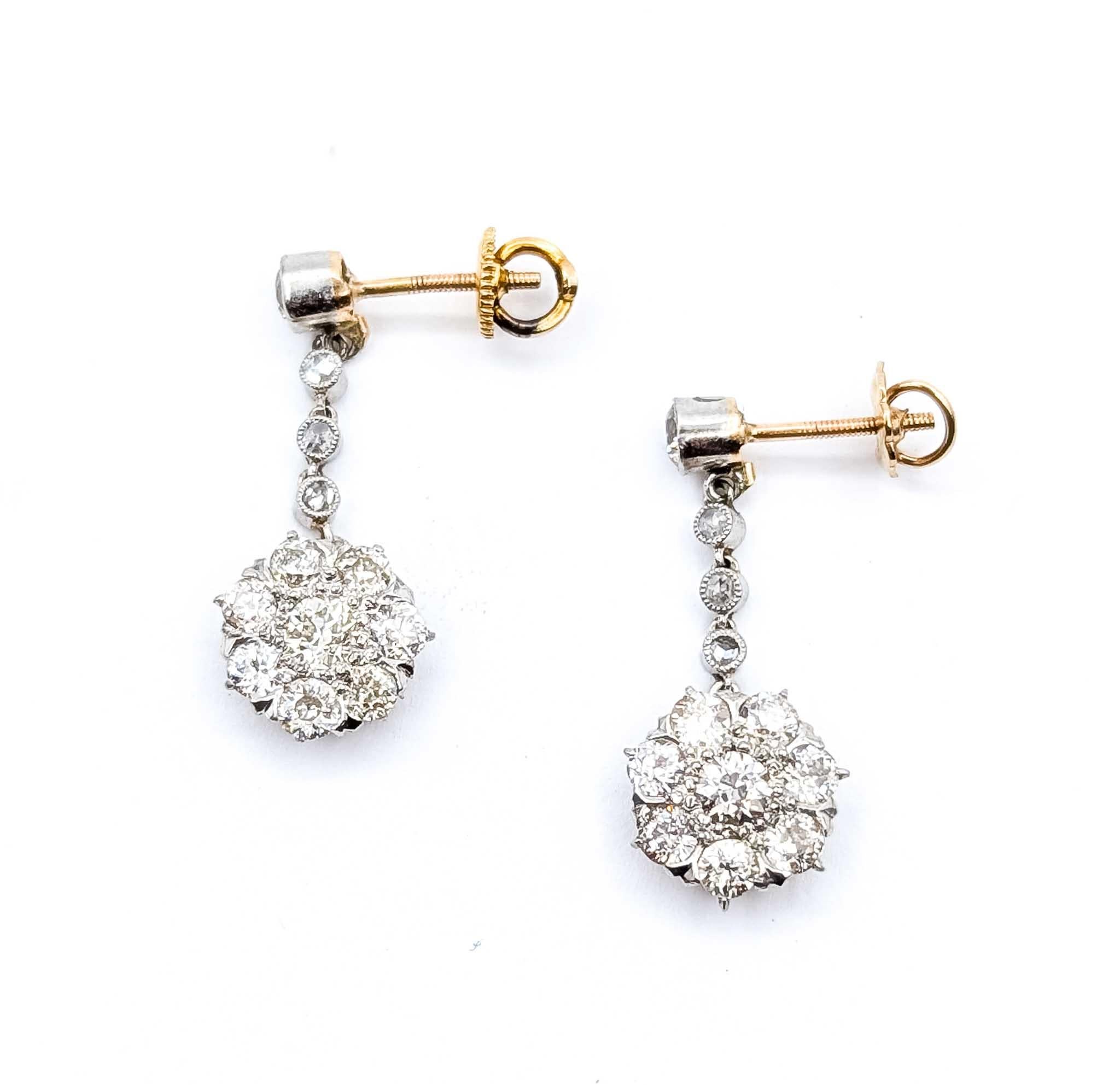 Pendientes de platino y diamantes en venta 3
