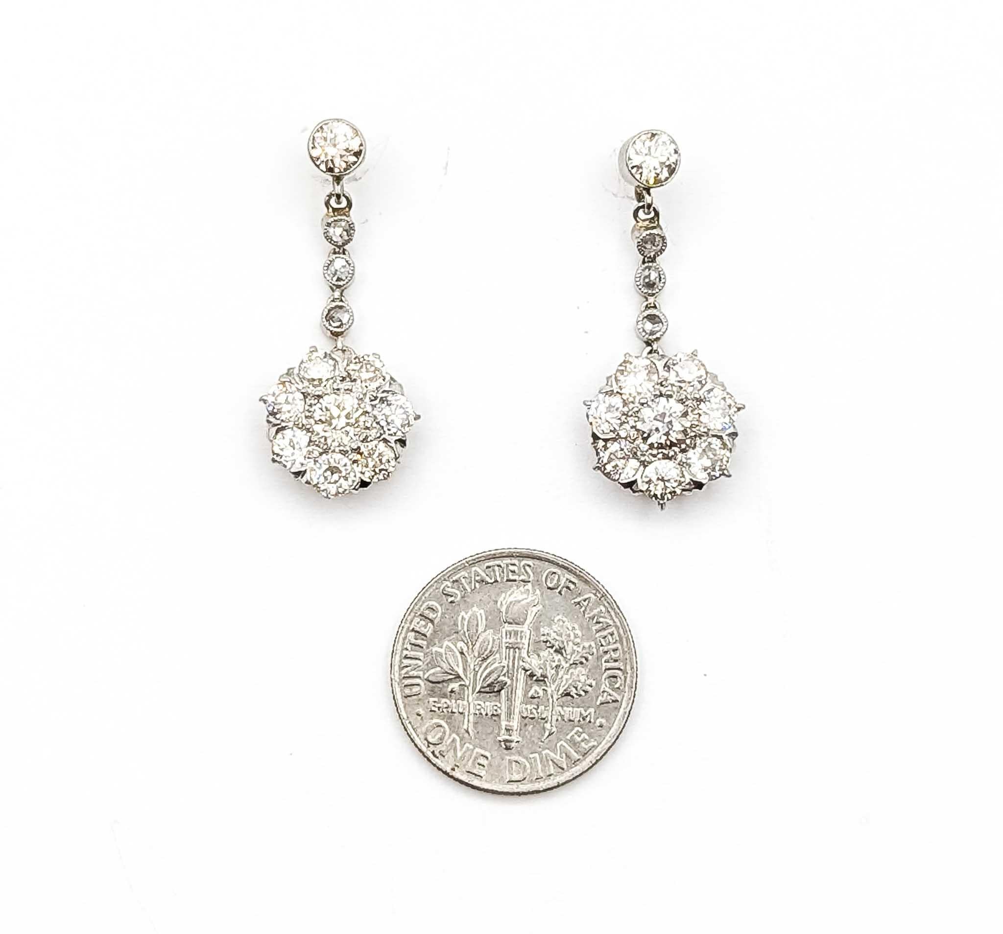 Pendientes de platino y diamantes en venta 4