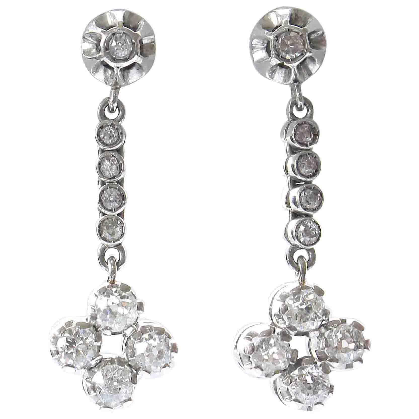 Diamond Platinum Earrings For Sale at 1stDibs