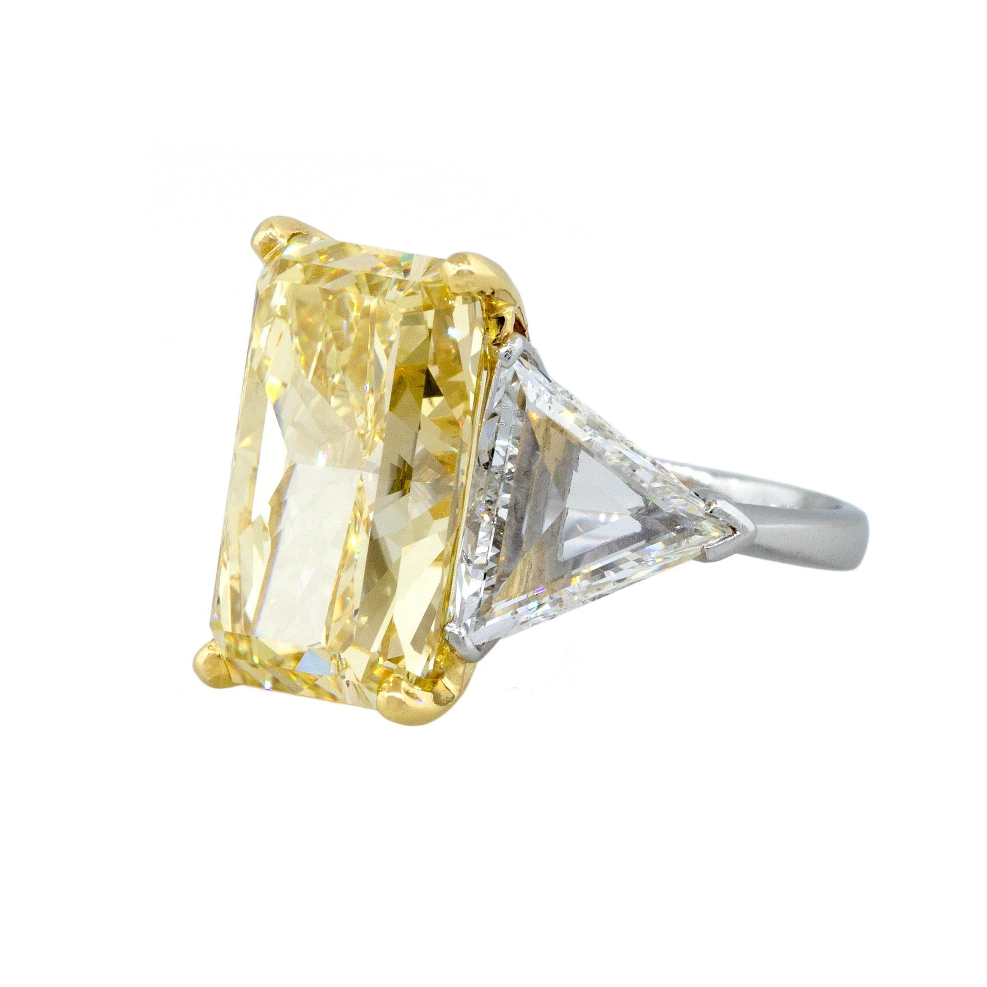 Style: 12.02 Fancy Yellow Internally Flawless Diamond Engagement Ring

Main Diamond Details: GIA certified 12.02ctw Radiant Cut Fancy Yellow and Internally Flawless Clarity Diamond
GIA Cert #: 1142470792
Diamond Measurements: 16.20mm x 10.46mm x