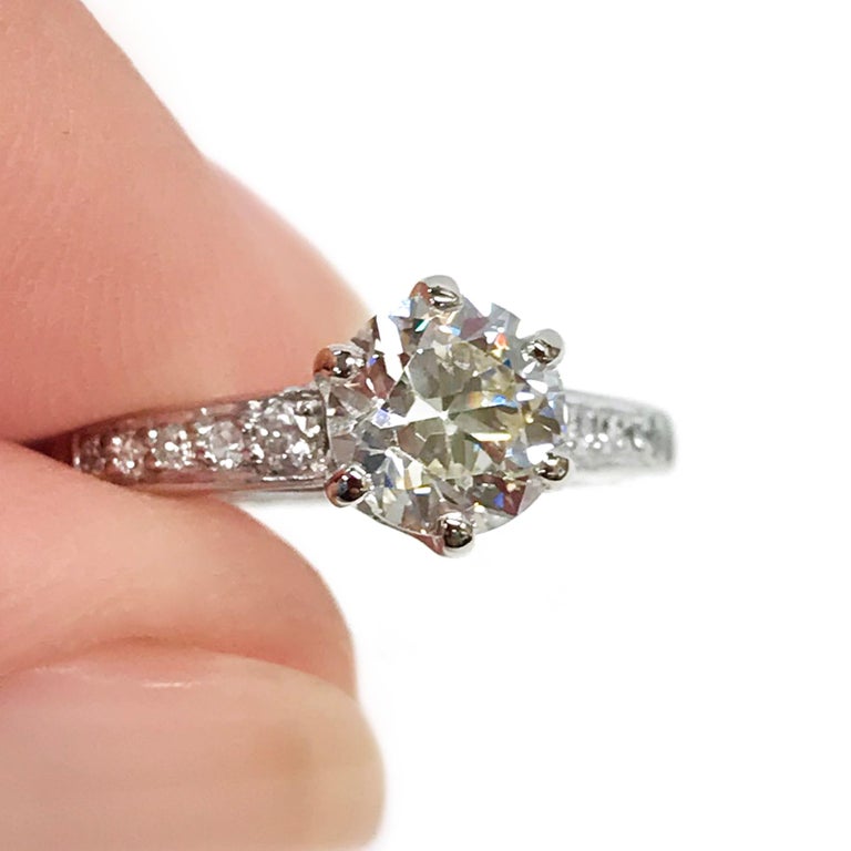 Diamond Platinum Engagement Ring For Sale at 1stDibs