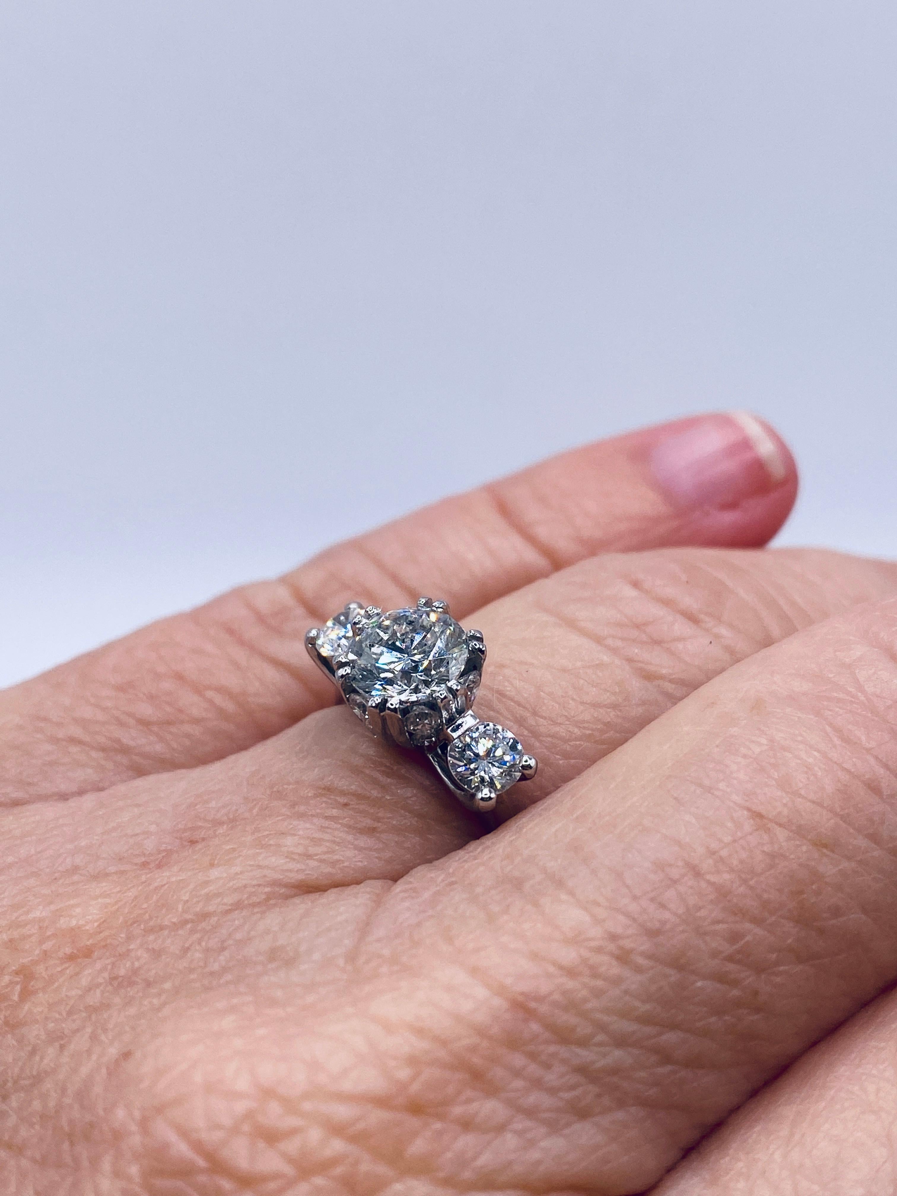 Diamond Platinum Engagement Ring In New Condition For Sale In DALLAS, TX