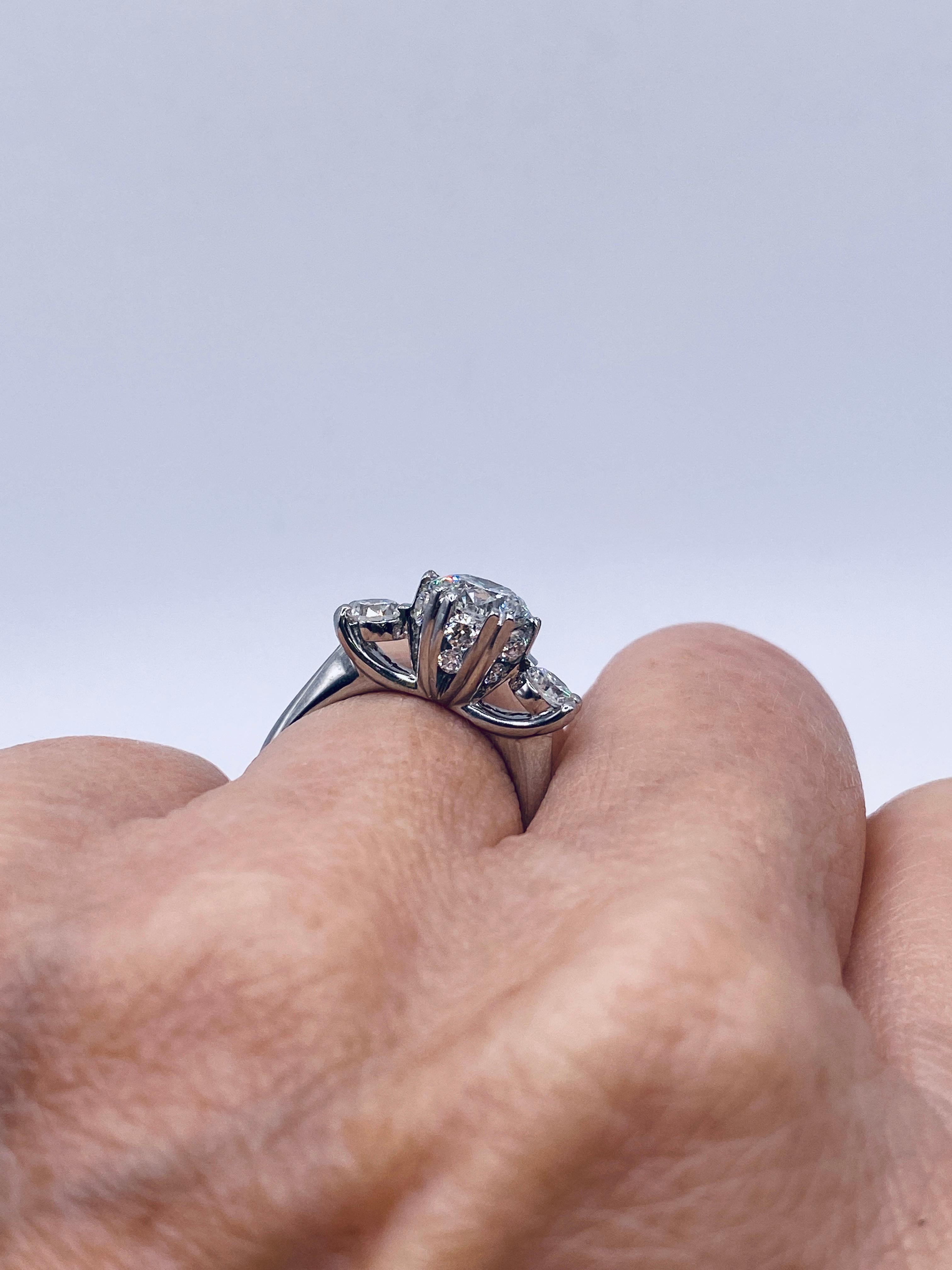 Women's or Men's Diamond Platinum Engagement Ring For Sale