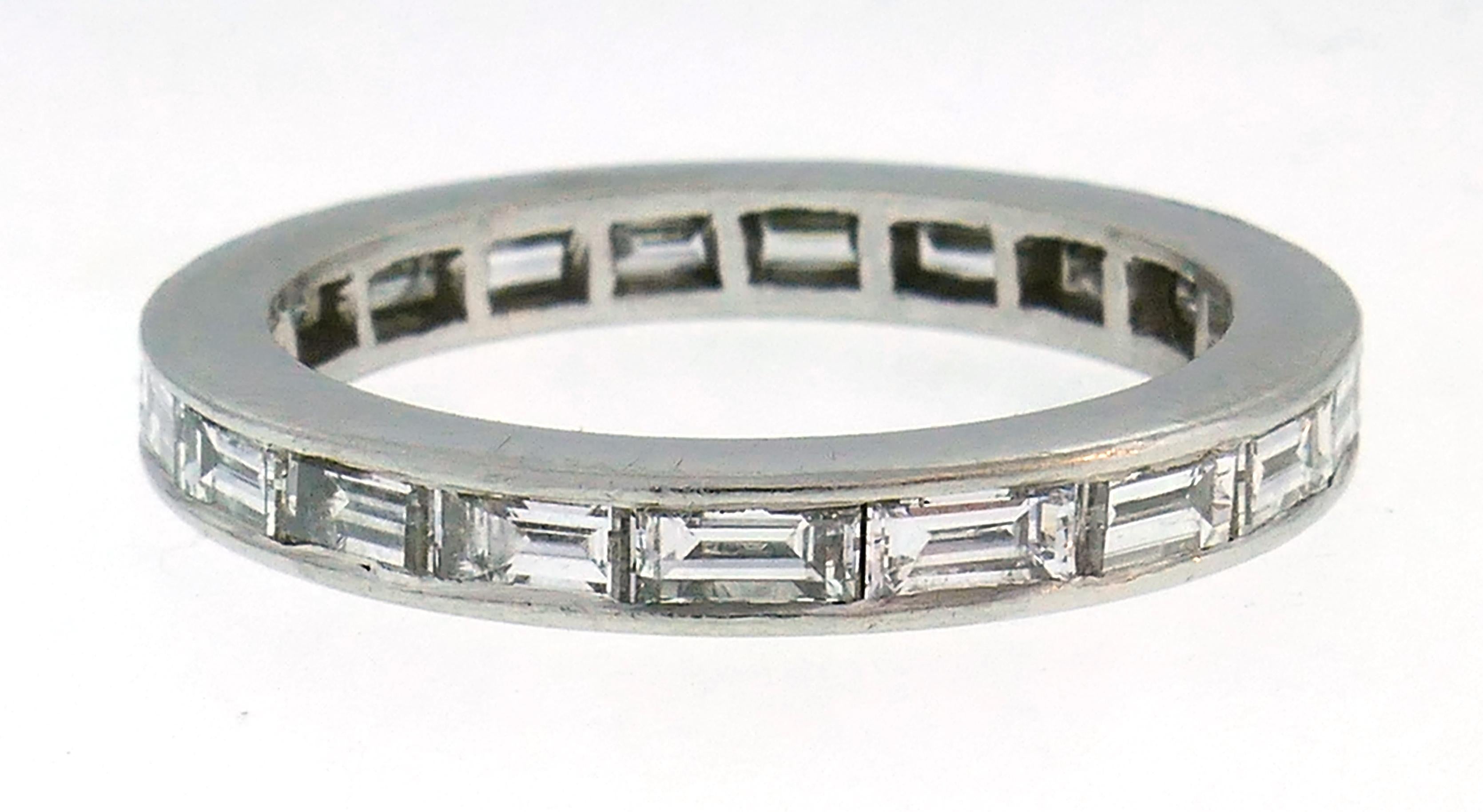 Baguette Cut Diamond Platinum Eternity Band Ring Size 6
