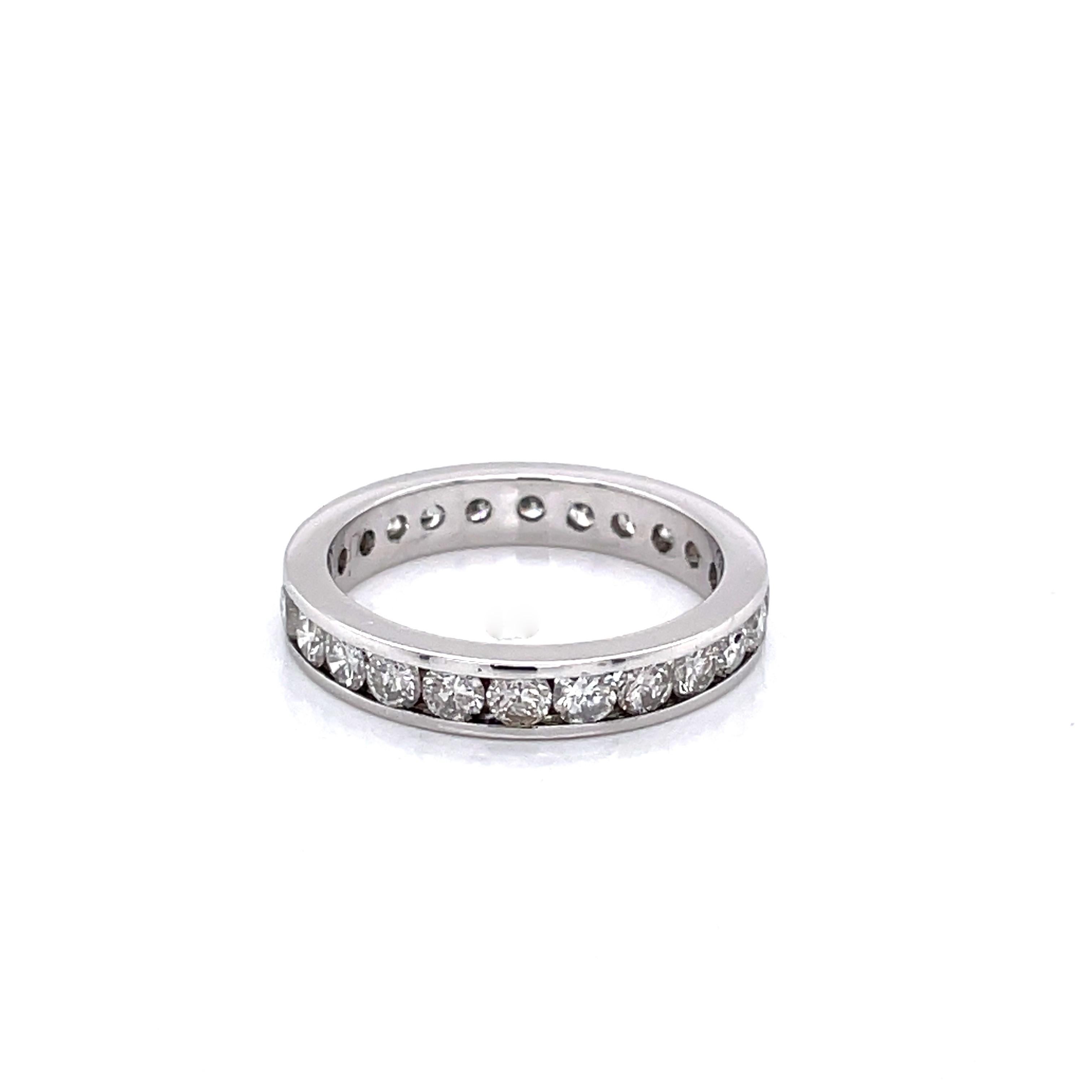 Diamond Platinum Eternity Band Ring In Good Condition For Sale In Mount Kisco, NY