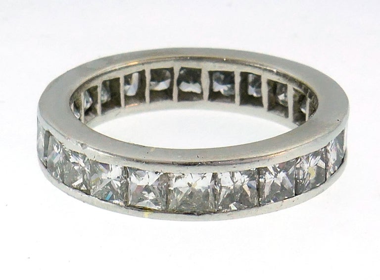 Diamond Platinum Eternity Band Ring Princess Cut Size 6 For Sale at 1stDibs