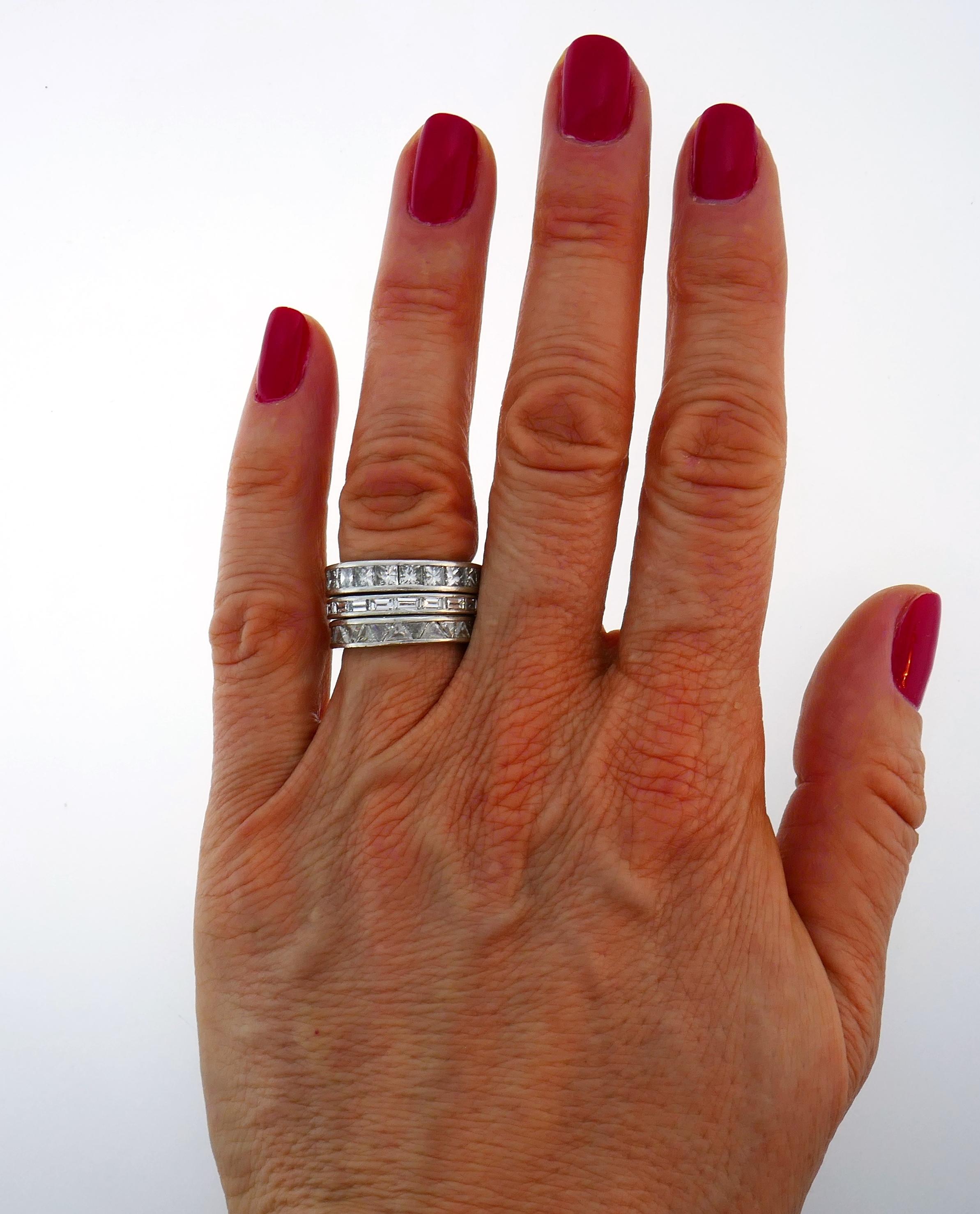 Diamond Platinum Eternity Band Ring Princess Cut Size 6 1