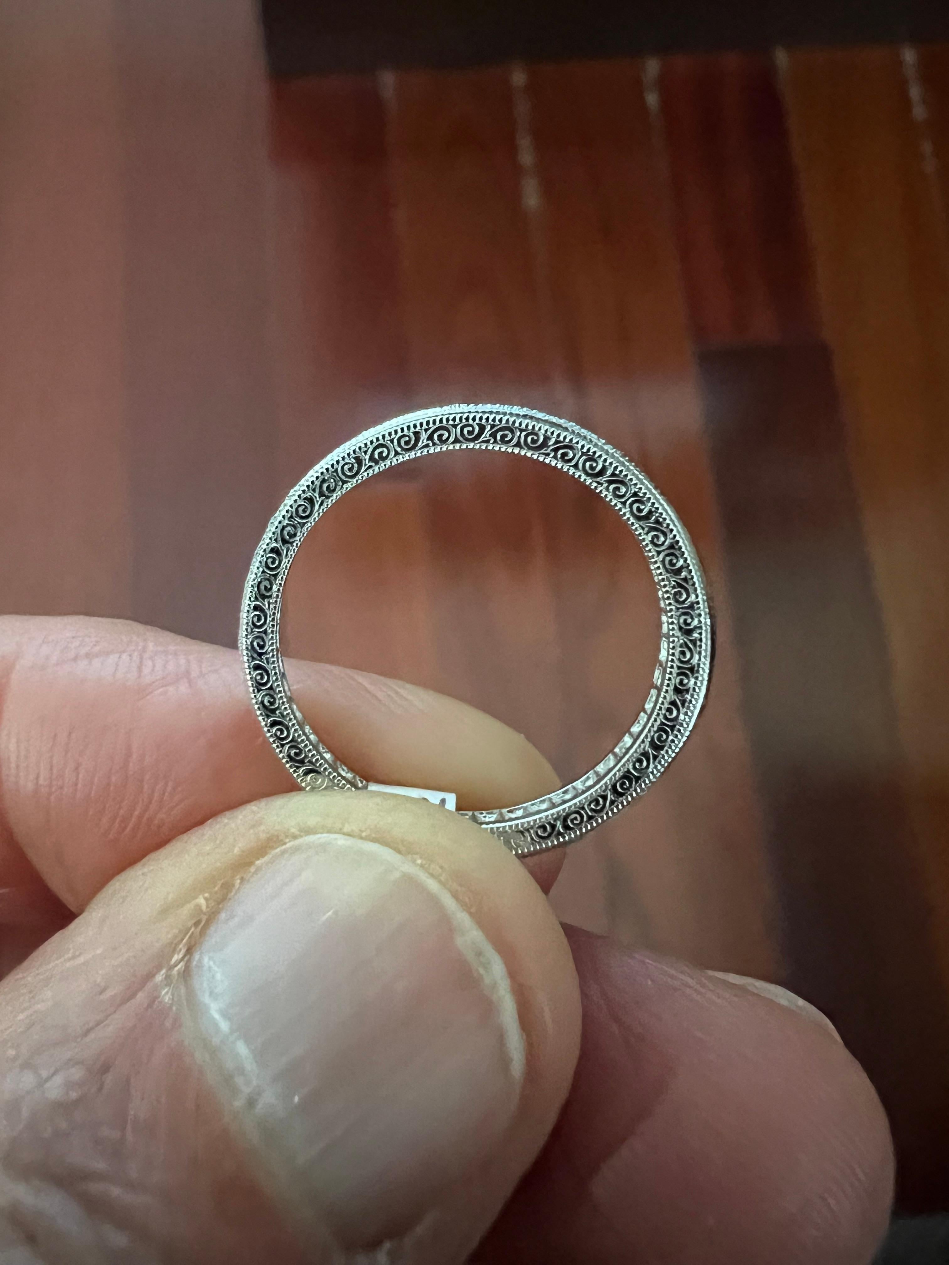 Diamond Platinum Eternity Band Ring Size 6.5 For Sale 4