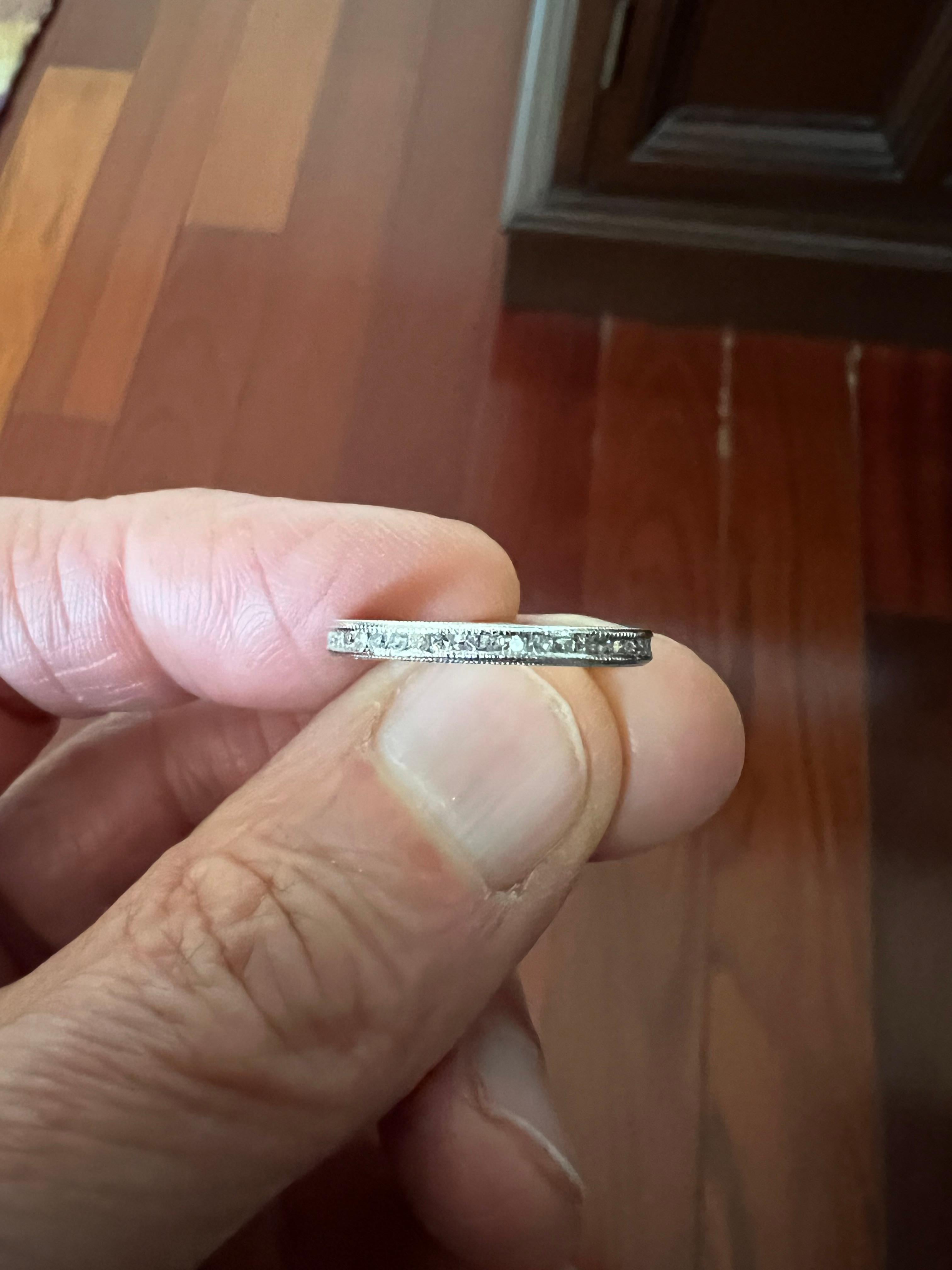 Diamond Platinum Eternity Band Ring Size 6.5 For Sale 5