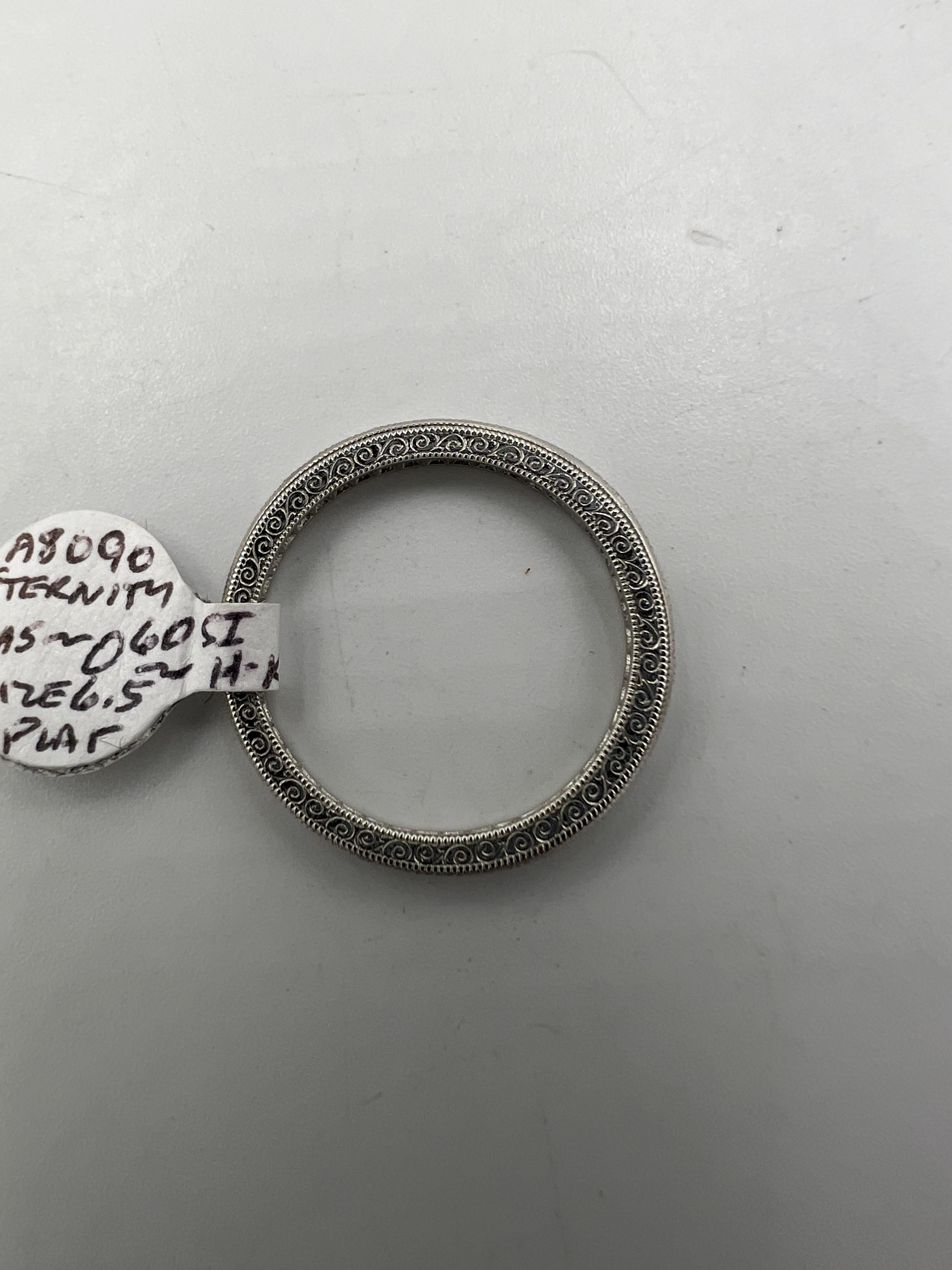 Art Deco Diamond Platinum Eternity Band Ring Size 6.5 For Sale