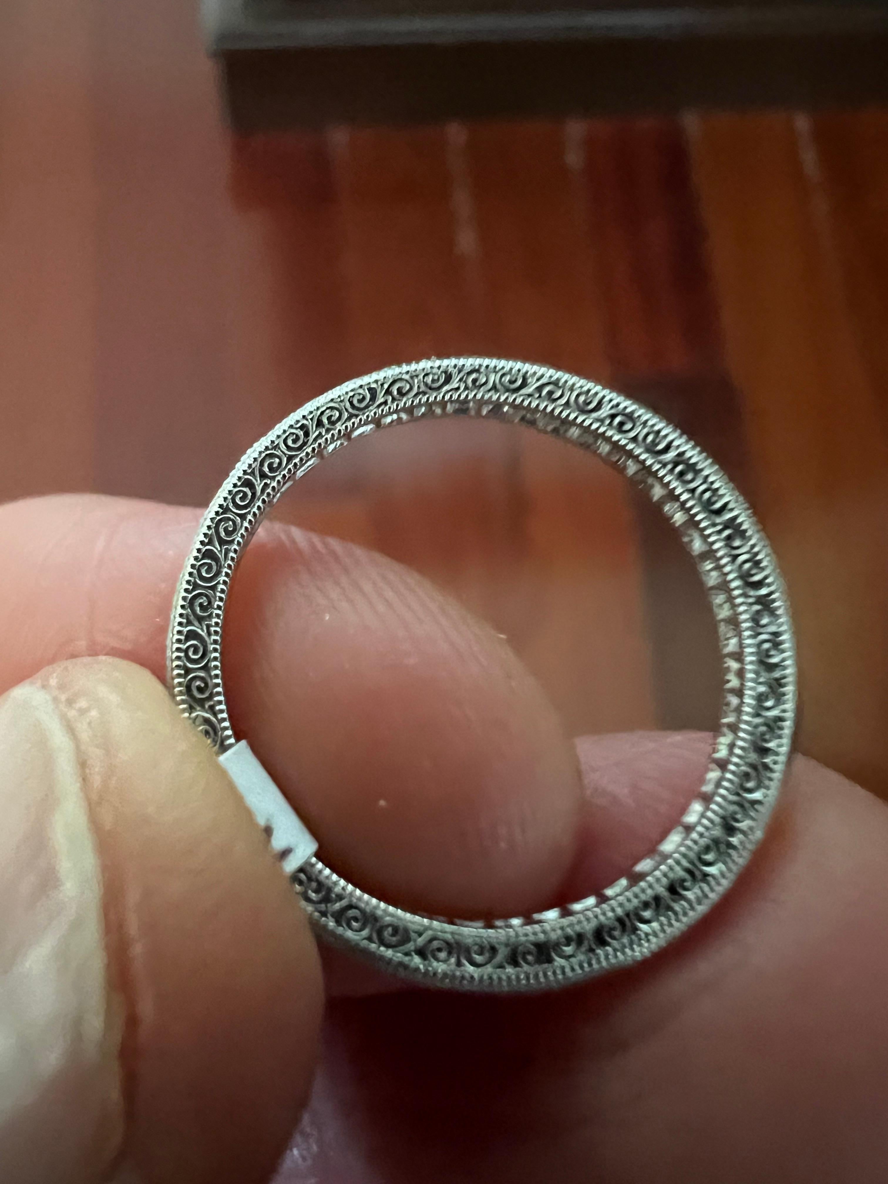 Diamond Platinum Eternity Band Ring Size 6.5 For Sale 2