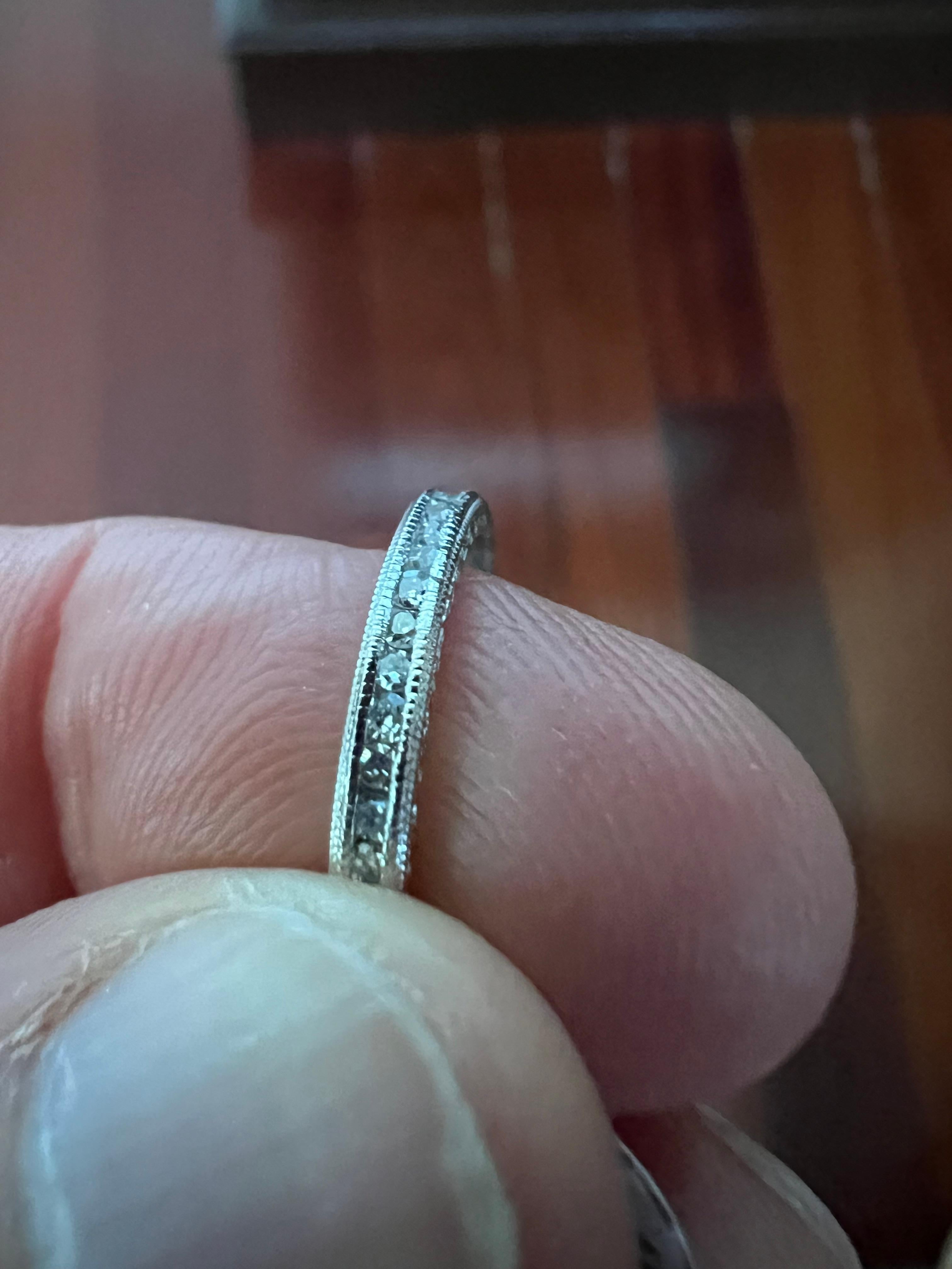 Diamond Platinum Eternity Band Ring Size 6.5 For Sale 3