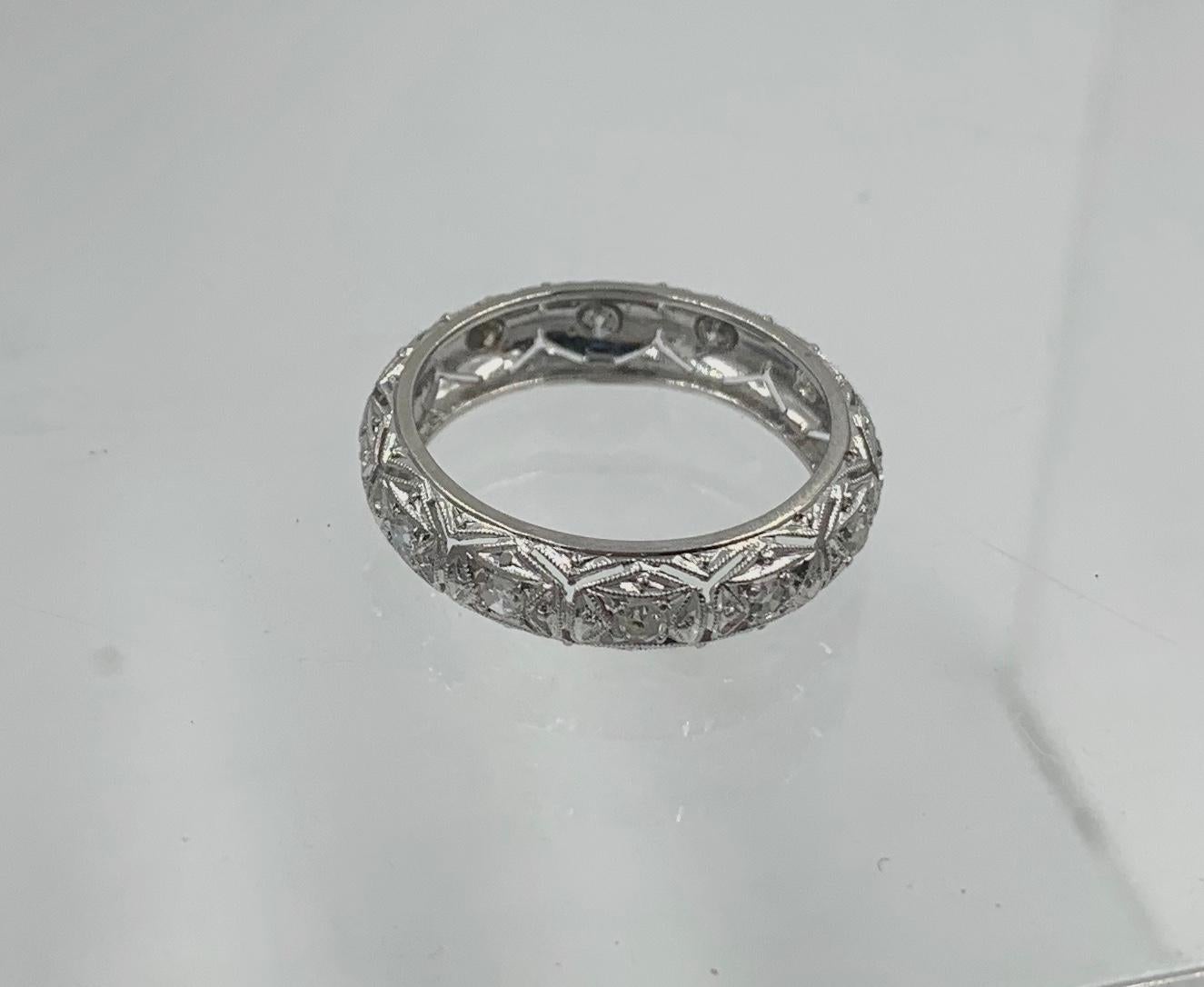 Diamond Platinum Eternity Band Ring Wedding Engagement Stacking Ring For Sale 4