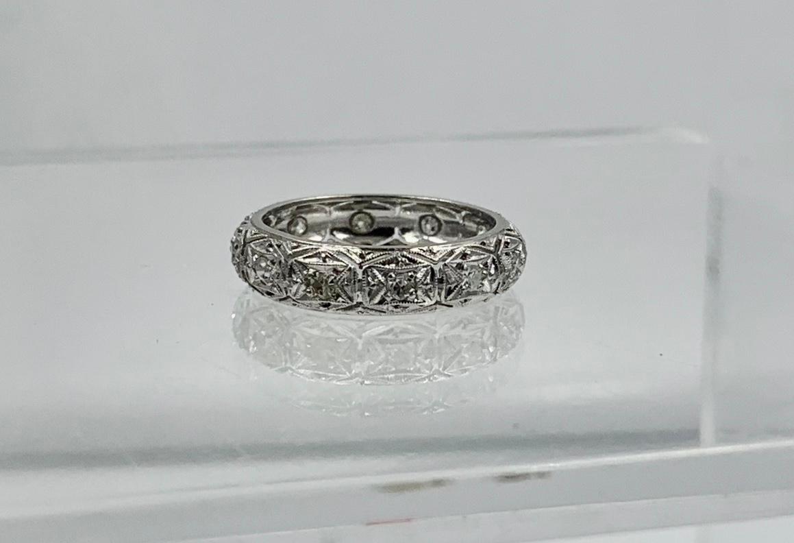 Diamond Platinum Eternity Band Ring Wedding Engagement Stacking Ring For Sale 5