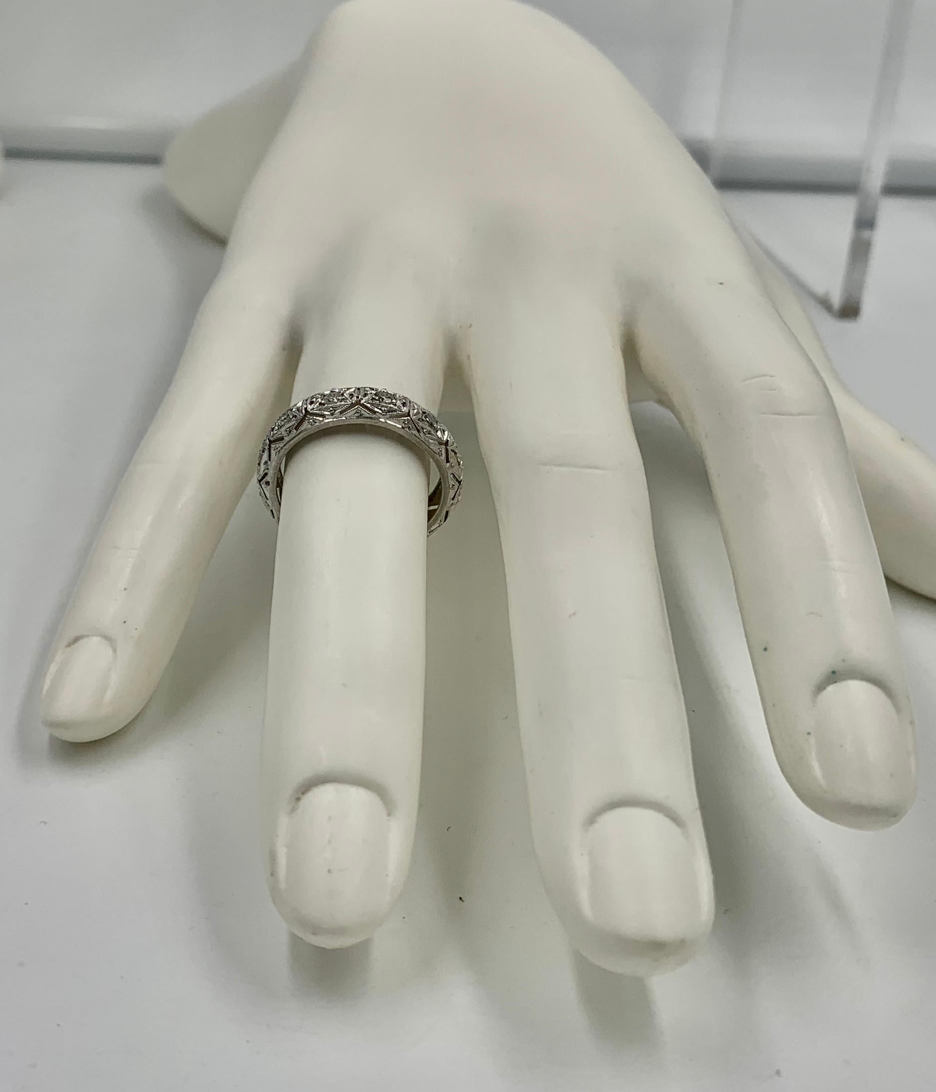 Diamond Platinum Eternity Band Ring Wedding Engagement Stacking Ring For Sale 3
