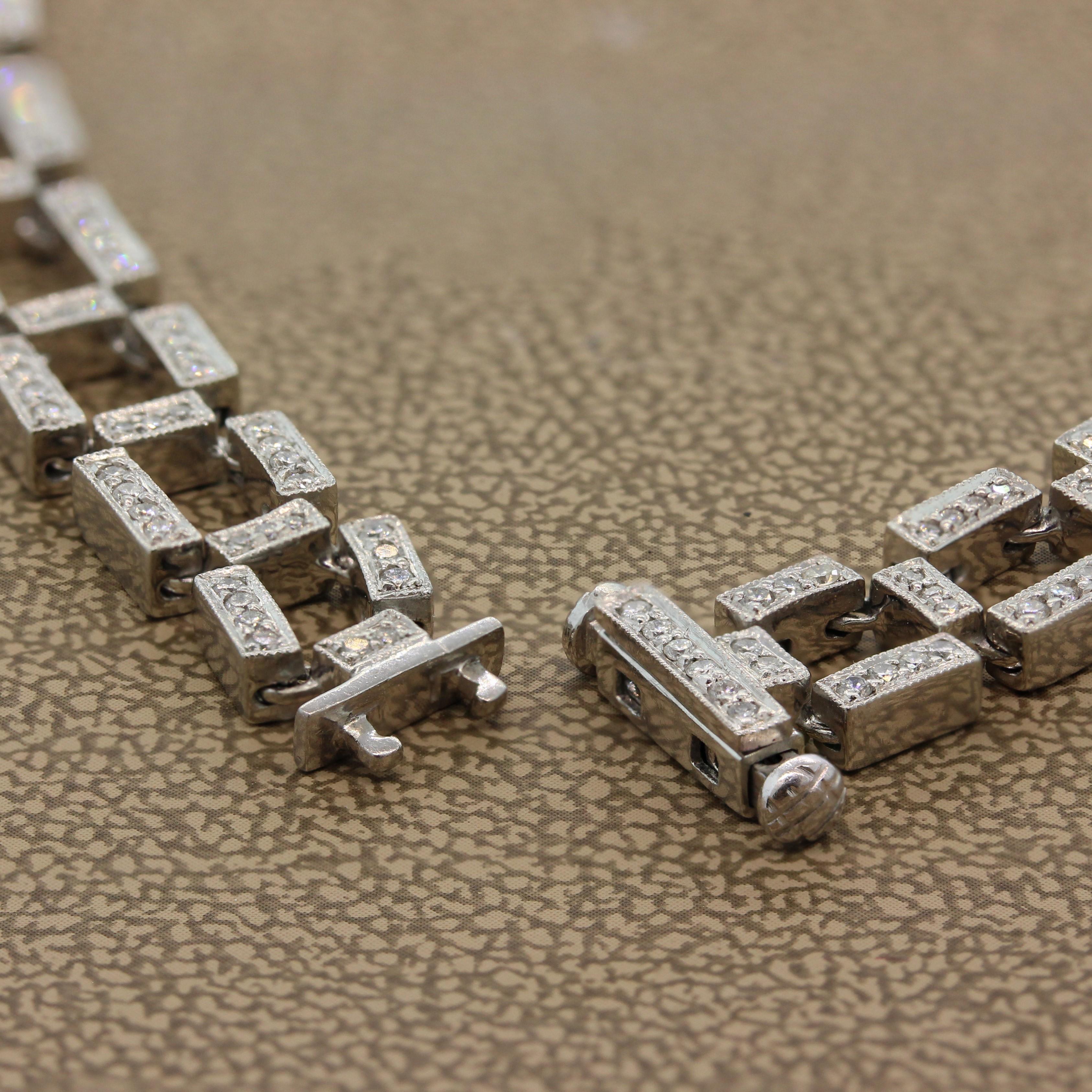 Women's Diamond Platinum Eternity Rectangle Necklace