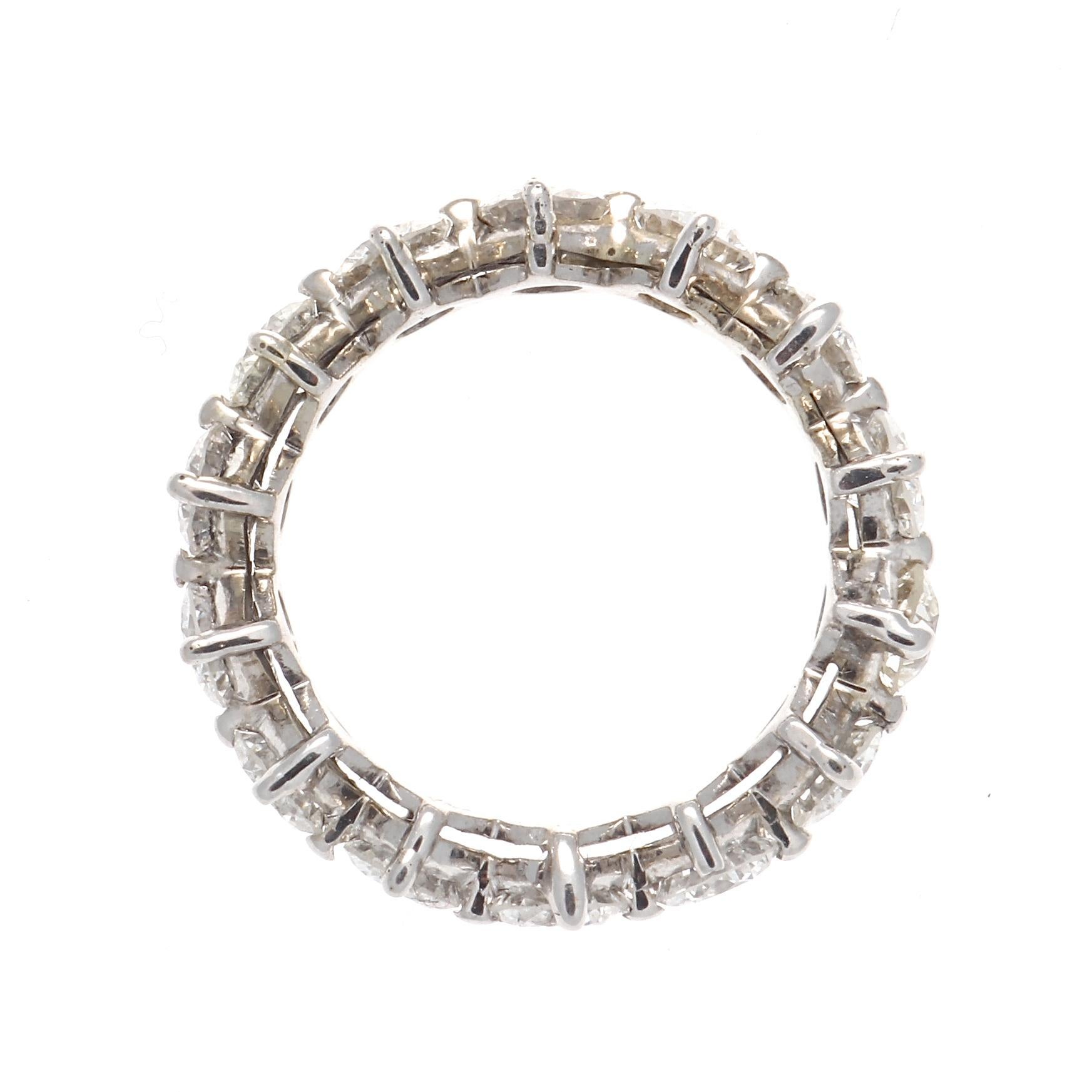 The eternity ring is designed as a symbol of everlasting love as well as the ‘eternity’ a couple plan to share together. Featuring 14 round brilliant cut diamonds weighing approximately 3 carats that are elegantly and expertly set in their own