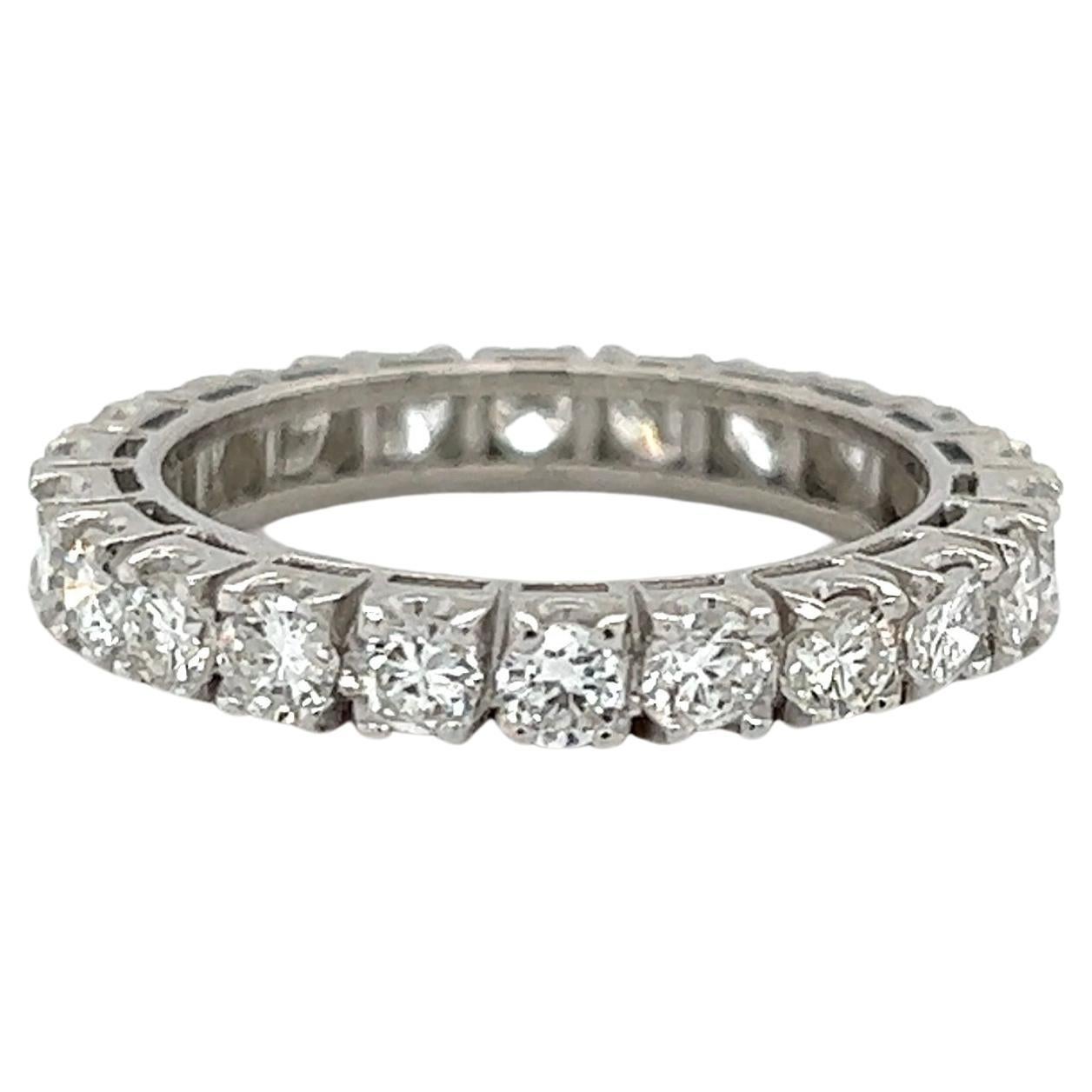 Diamond Platinum Eternity Vintage Band Ring Estate Fine Jewelry