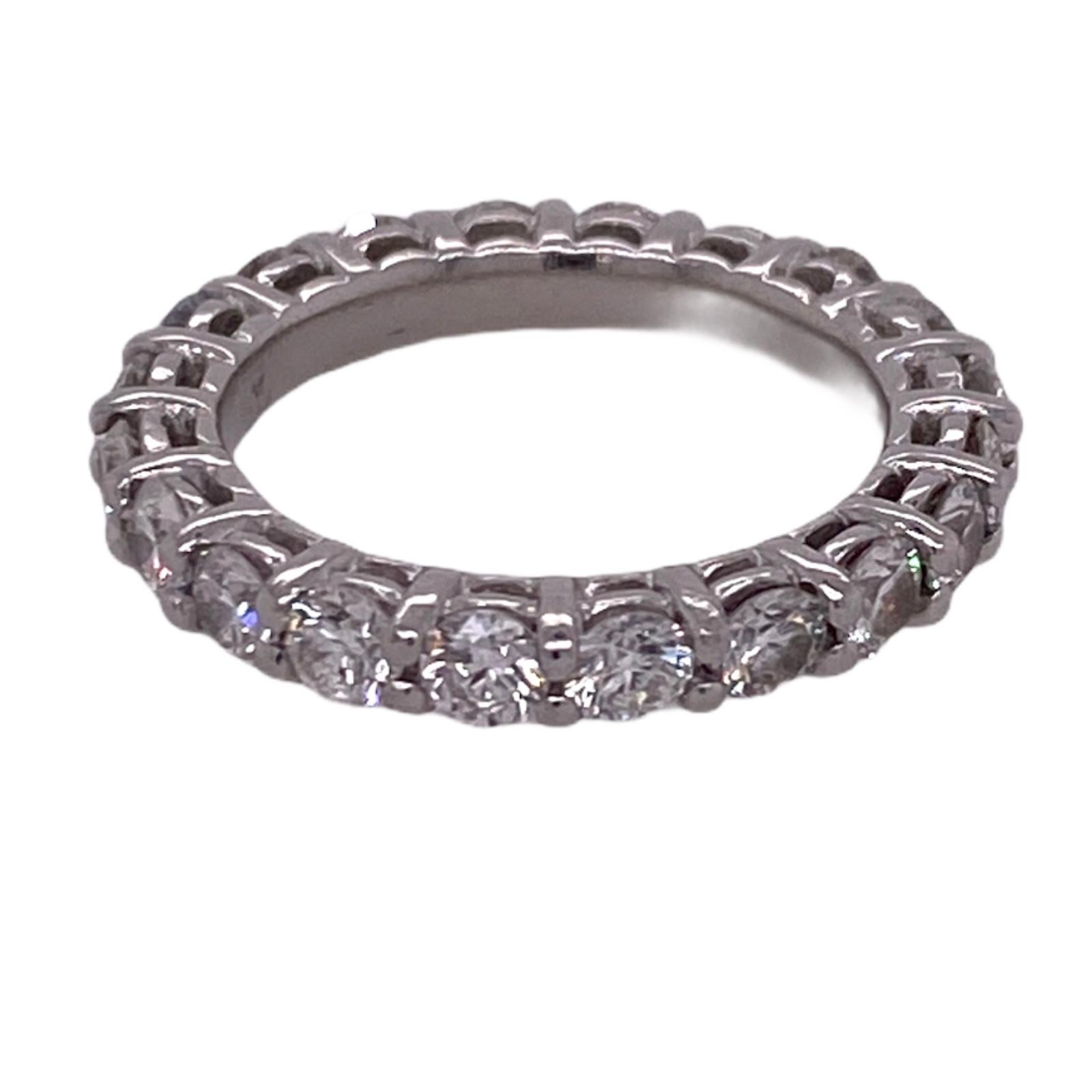Round Cut Diamond Platinum Eternity Wedding Anniversary Band Ring