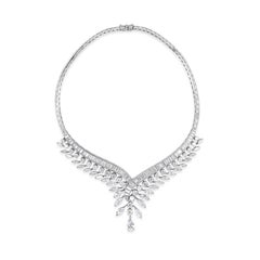 Diamond Platinum Feather Necklace