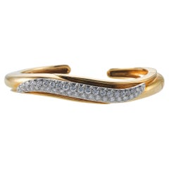 Diamond Platinum Gold Wave Cuff Bracelet