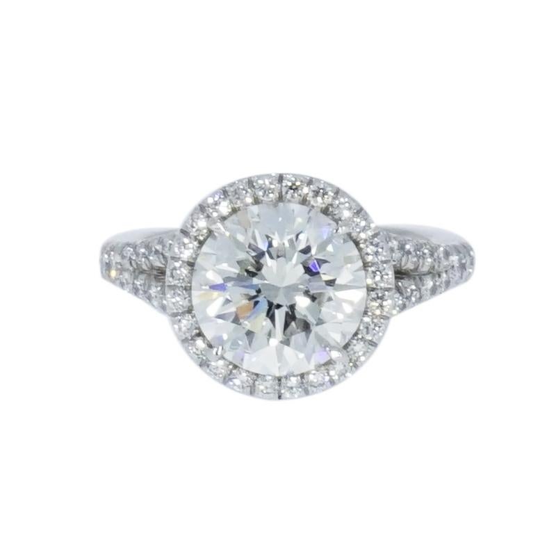 This solitaire diamond engagement ring of unmatched elegance, is crafted in solid platinum. Designed with sophisticated simplicity and rendered with immaculate craftsmanship, this captivating engagement ring features a GIA certified J color, VVS1