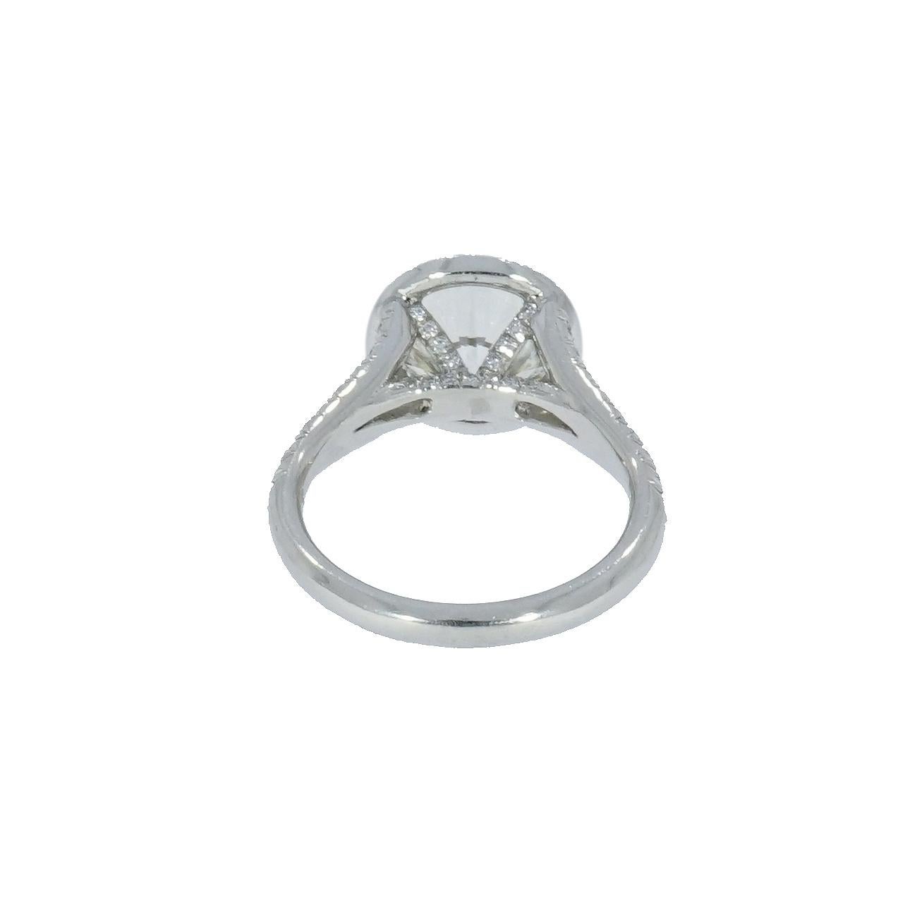 Modern GIA Certified 3.01 ct. Round Diamond Platinum Halo Engagement Ring